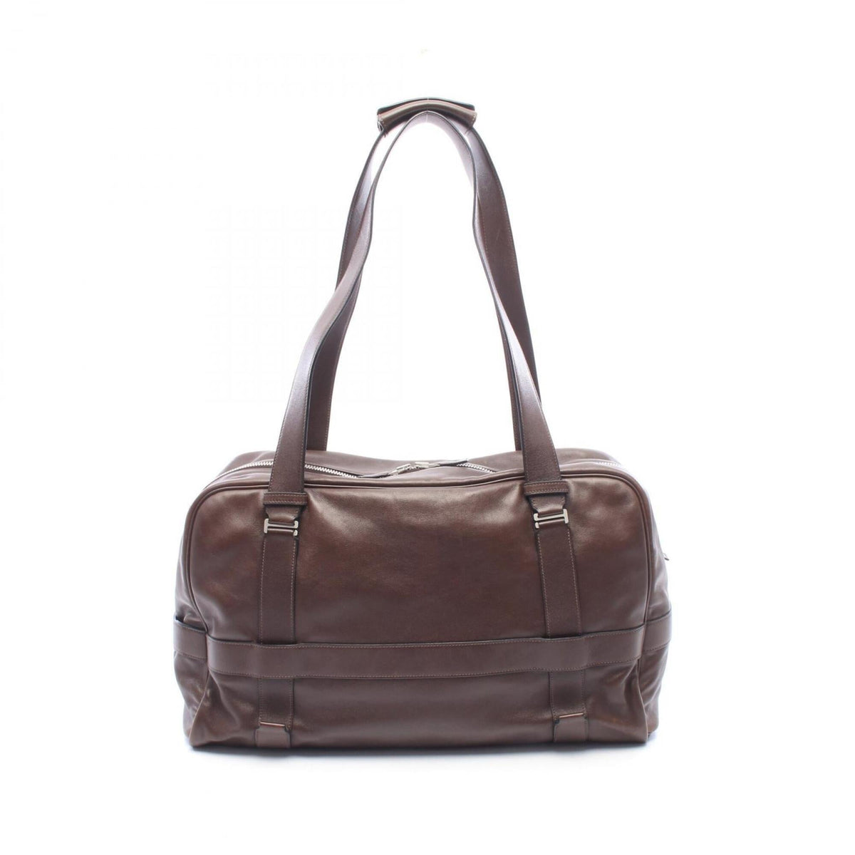 Hermes Brown Leather Boston Bag Handbag (Pre-Owned)