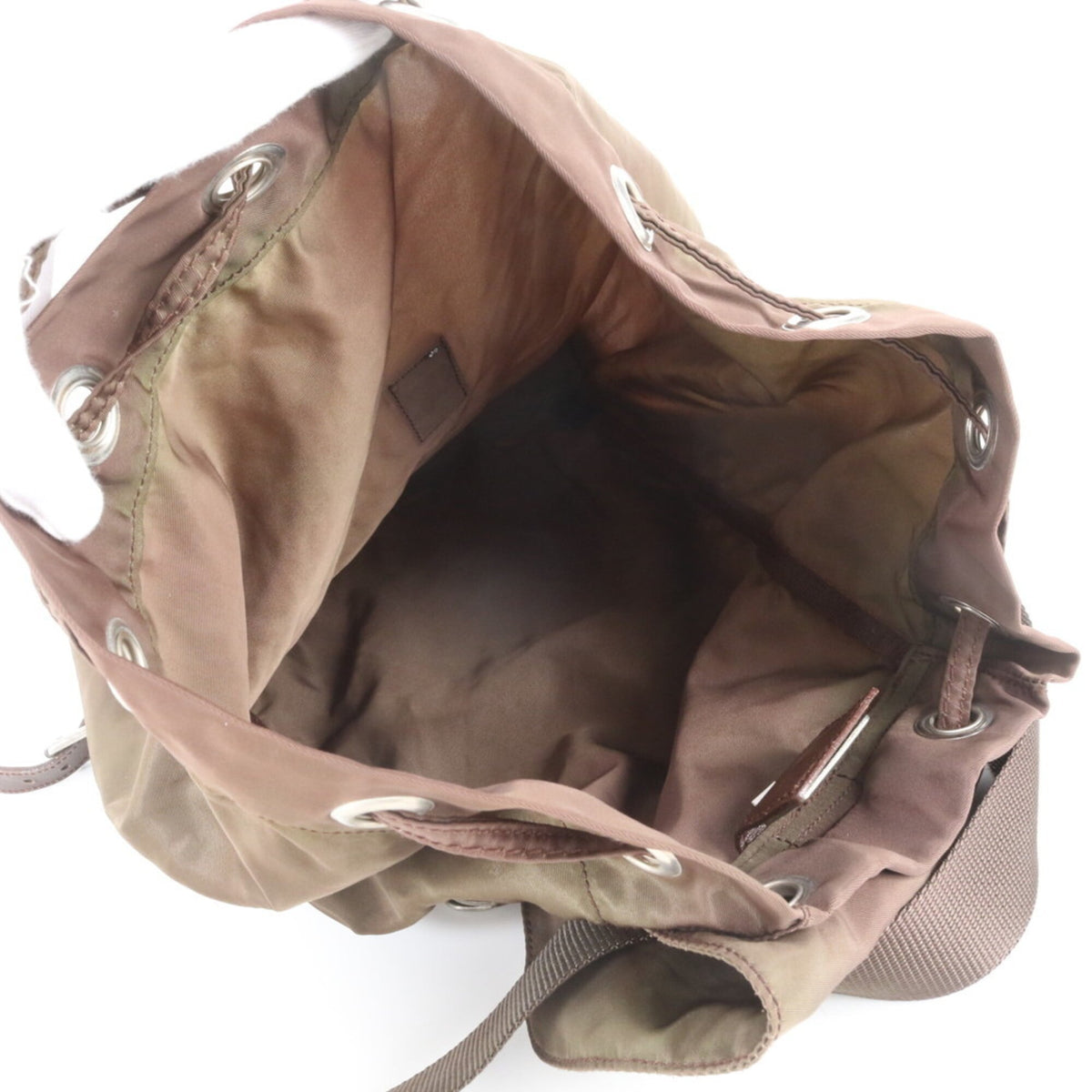 Prada Khaki Leather Nylon Backpack (Pre-Owned)