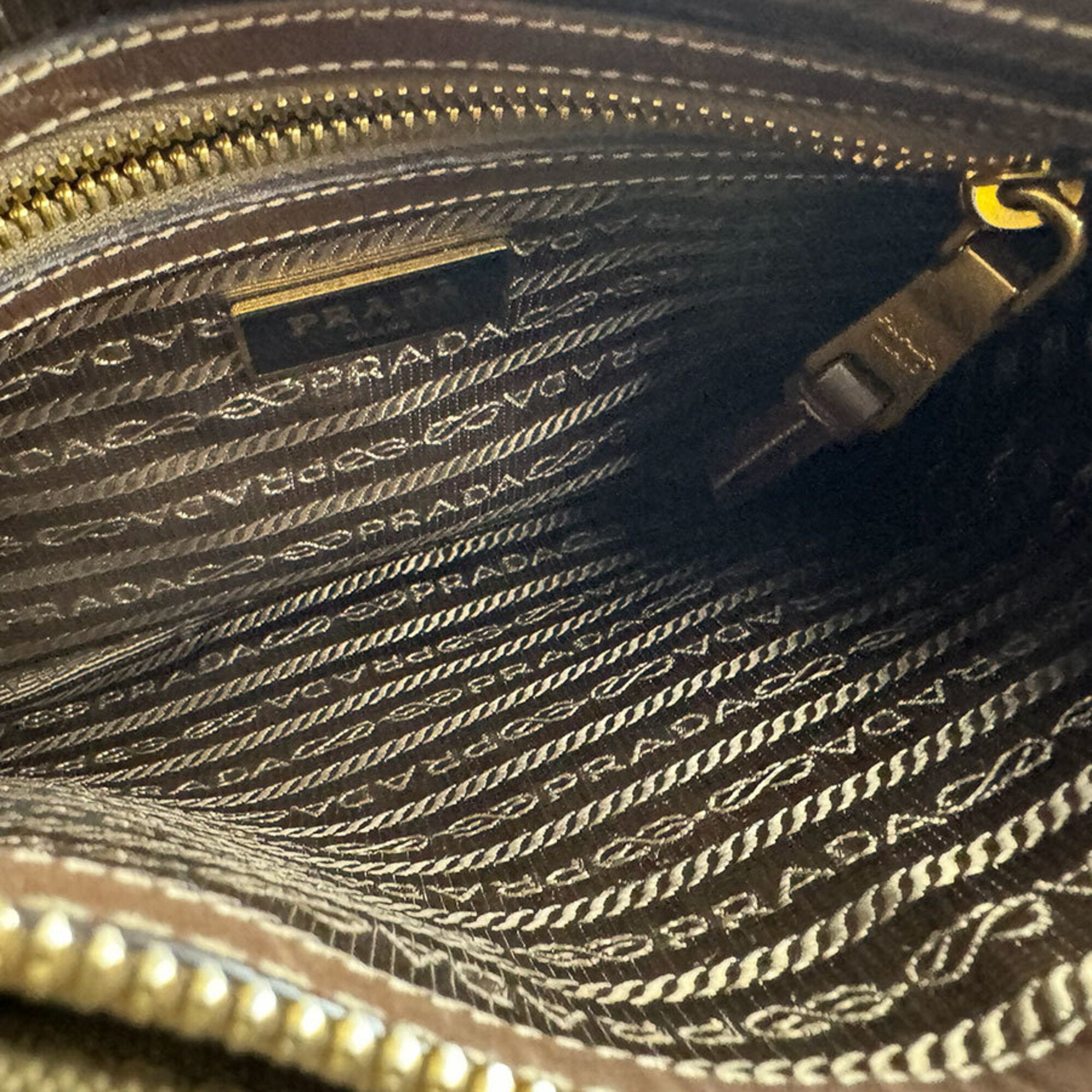 Prada Brown Canvas Leather Shoulder Bag (Pre-Owned)