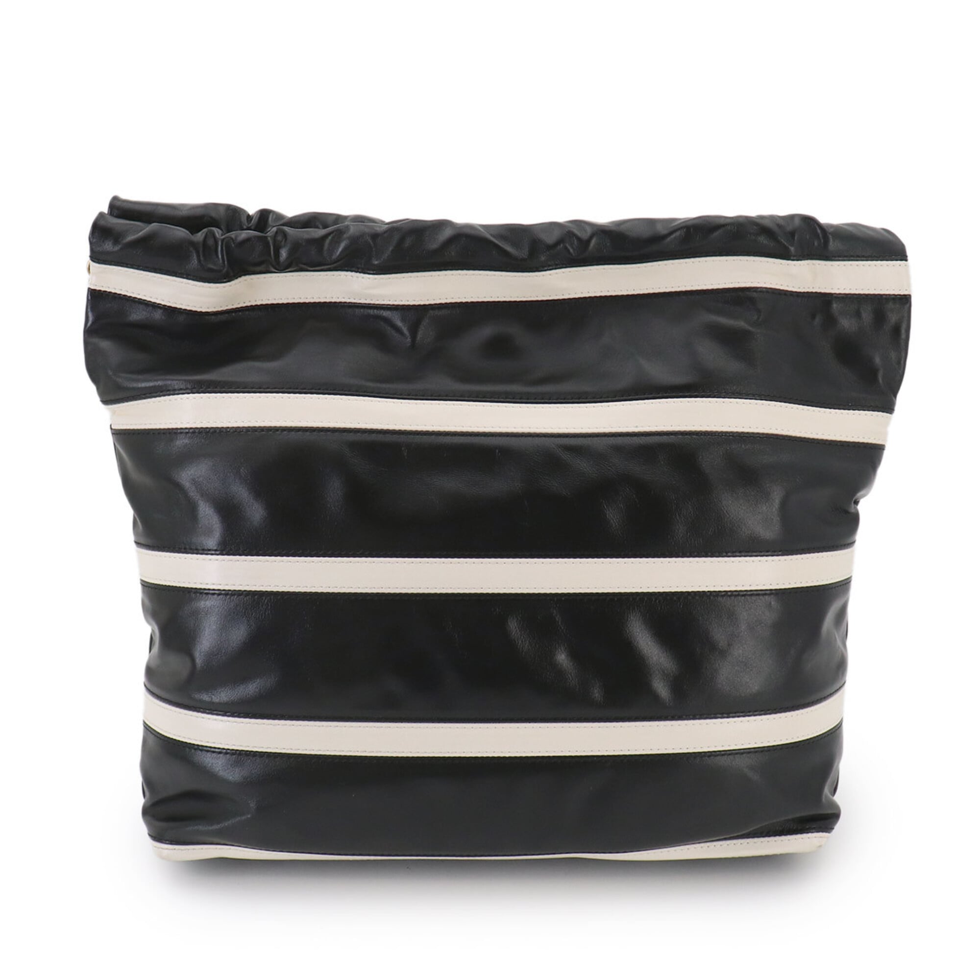 Chanel Black White Leather Handbag Pouch Shoulder Bag (Pre-Owned)
