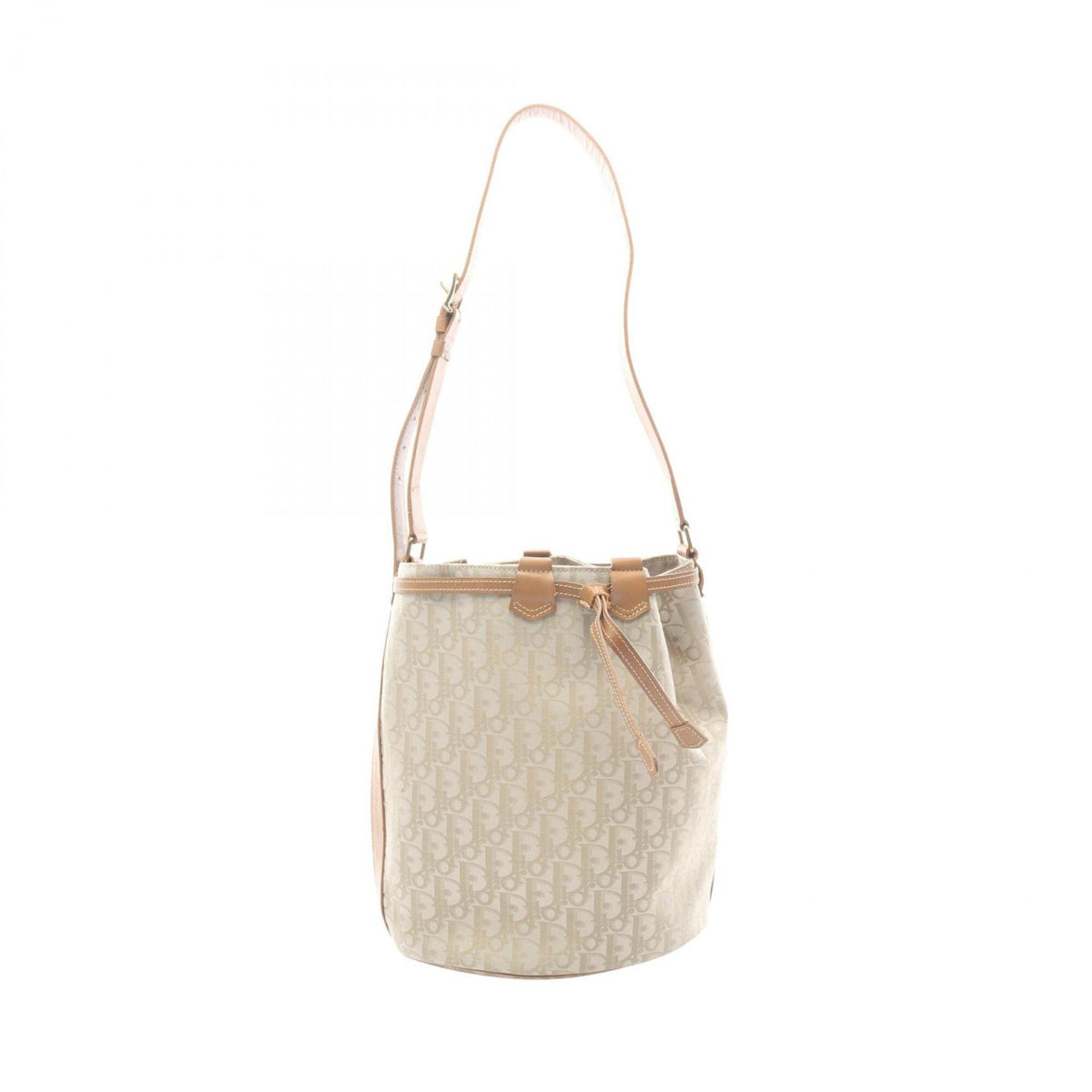 Christian Dior Beige Brown Leather Nylon Canvas Handbag Shoulder Bag (Pre-Owned)