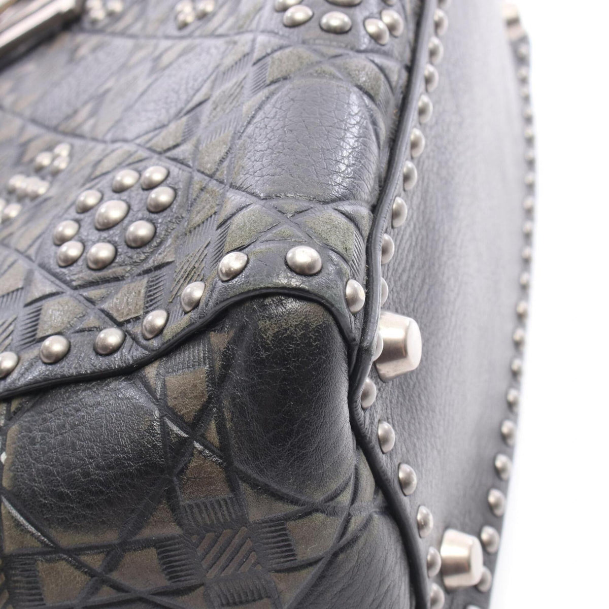 Christian Dior Black Khaki Leather Handbag (Pre-Owned)