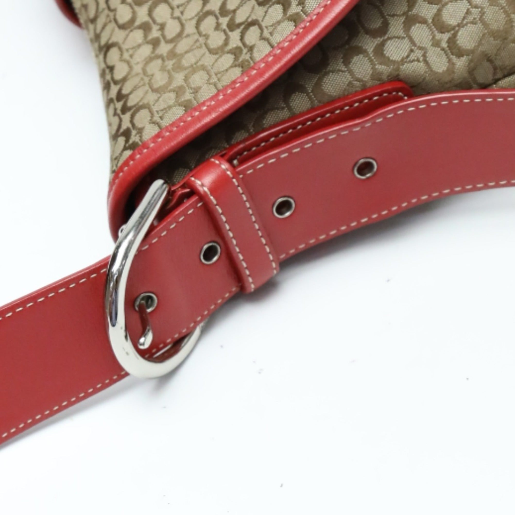 Coach Brown Red Color Canvas Shoulder Bag (Pre-Owned)
