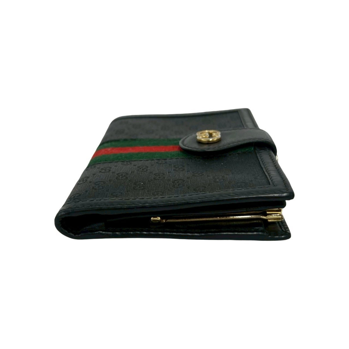Gucci Black Green Red Color Pvc Leather Wallet (Bi-Fold) (Pre-Owned)