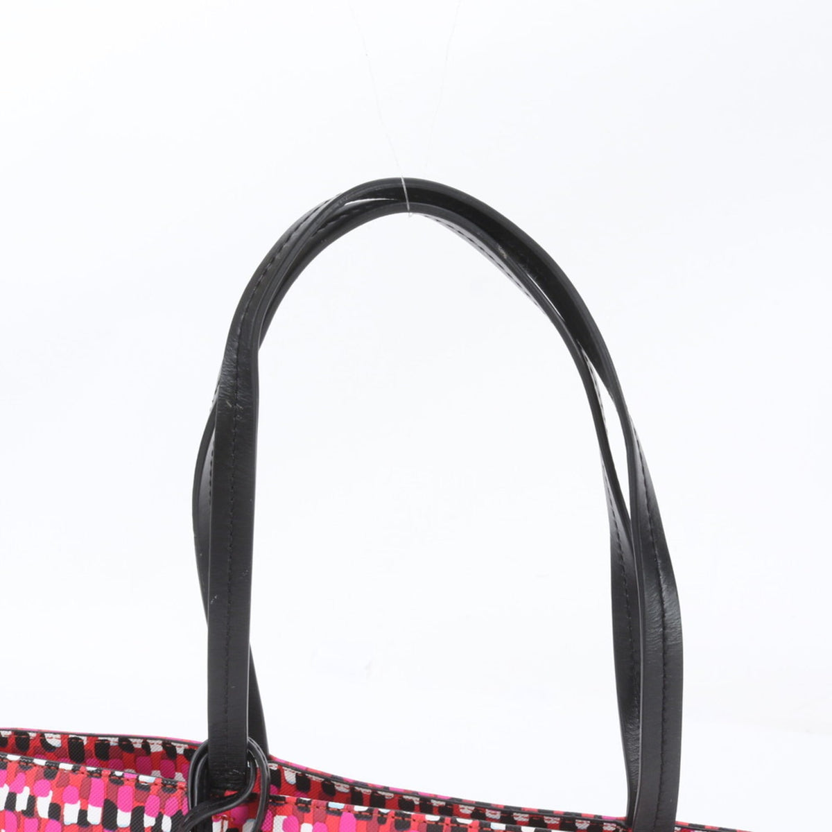 Kate Spade Black Pink White Leather Coated Canvas Handbag Shoulder Bag Tote Bag (Pre-Owned)