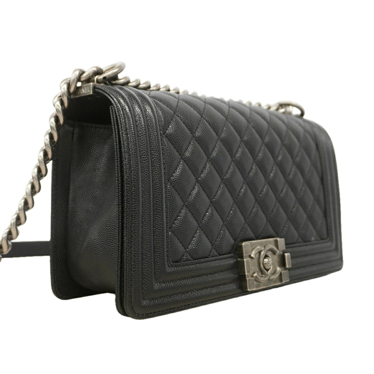 Chanel Black Grained Calfskin Shoulder Bag (Pre-Owned)