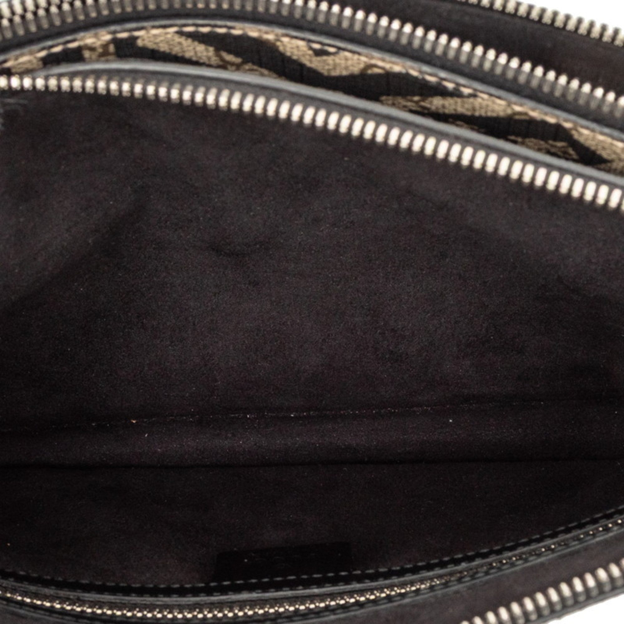 Gucci Beige Black Leather Clutch Bag Shoulder Bag (Pre-Owned)