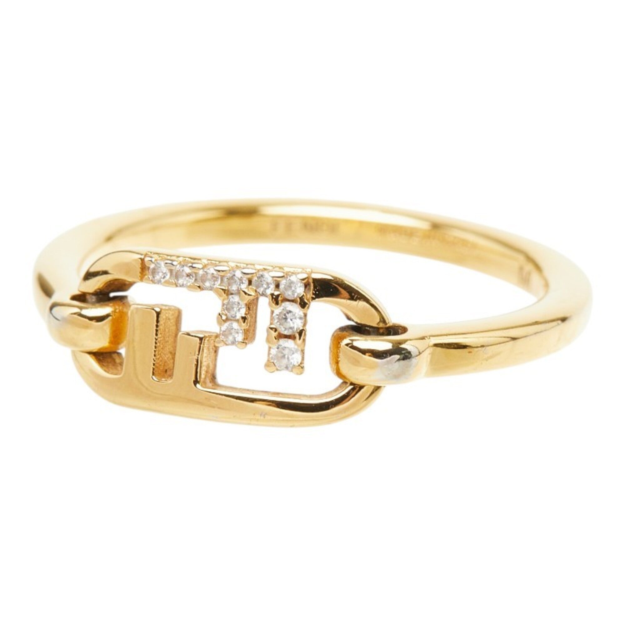 Fendi Gold Rhinestone Band Ring (Pre-Owned)