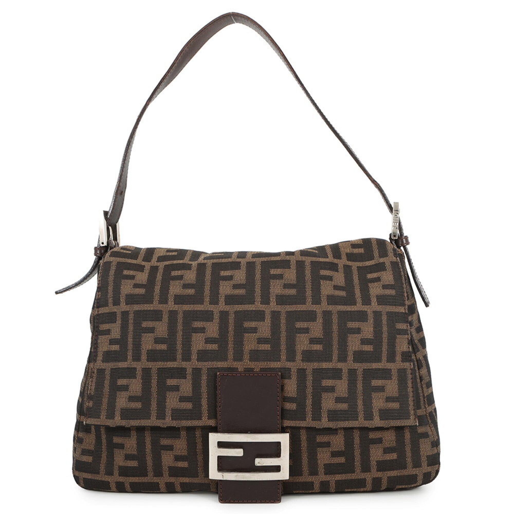 Fendi Brown Zucca Handbag Shoulder Bag (Pre-Owned)