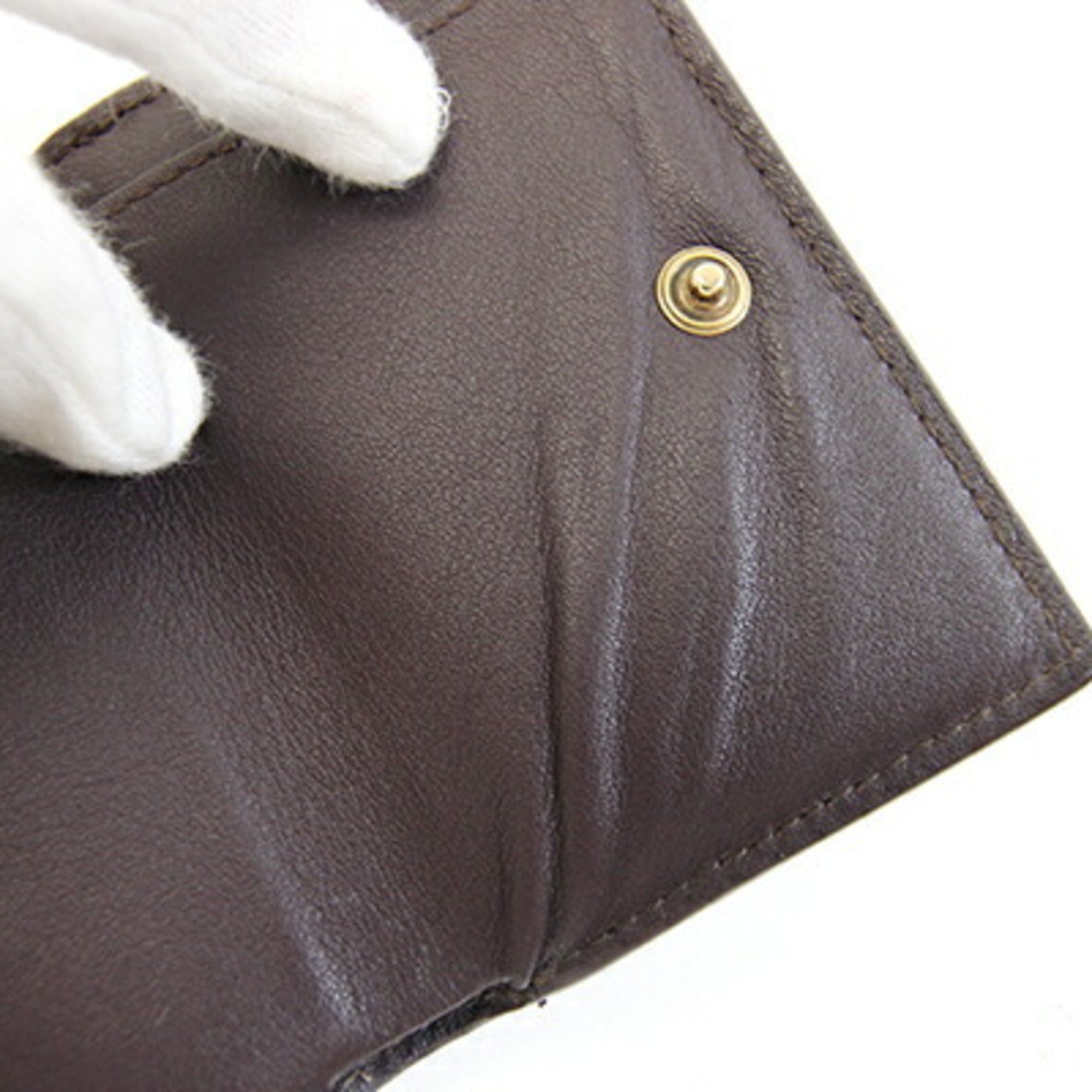 Saint Laurent Black Dark Brown Leather Wallet (Tri-Fold) (Pre-Owned)