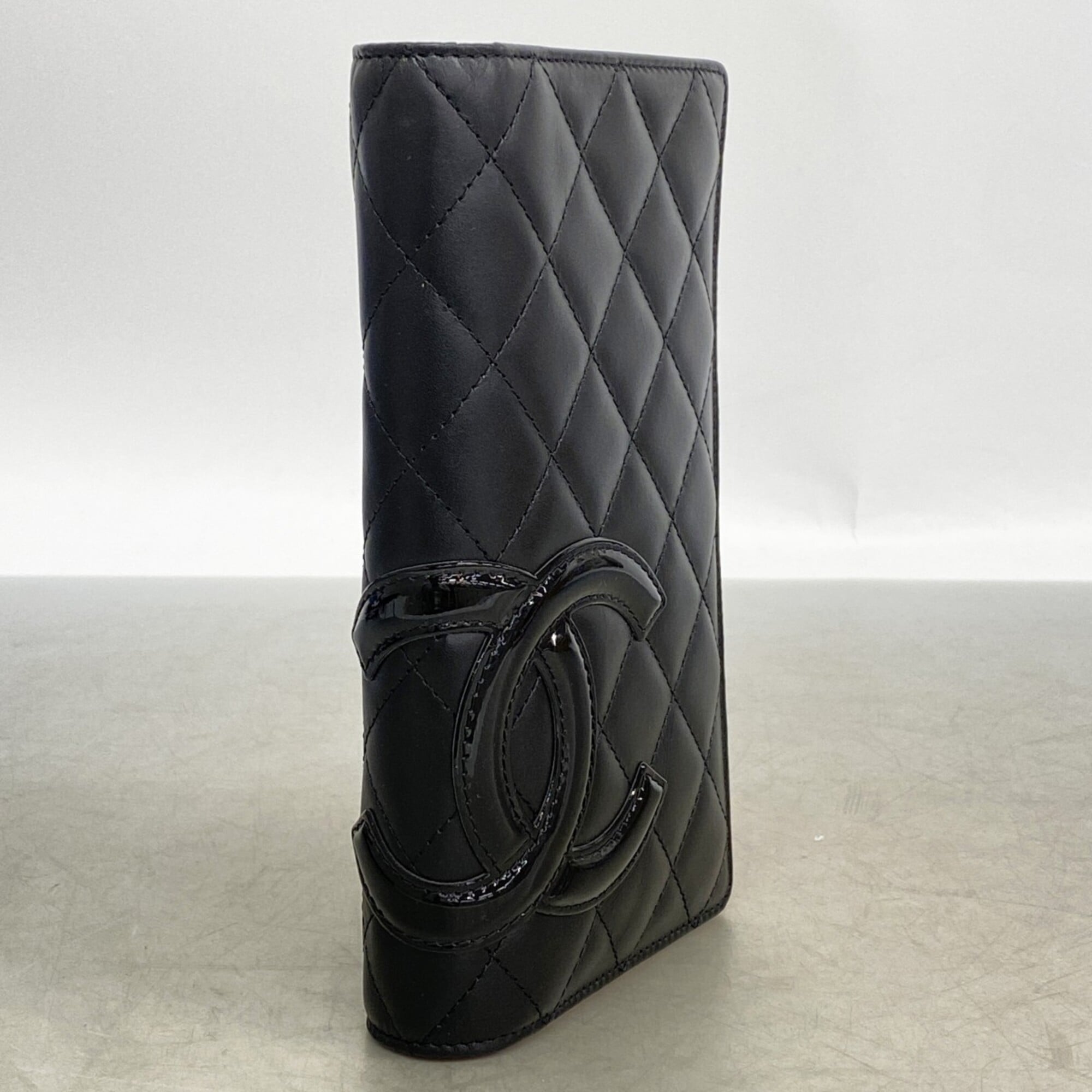 Chanel Black Leather Long Wallet (Bi-Fold) (Pre-Owned)