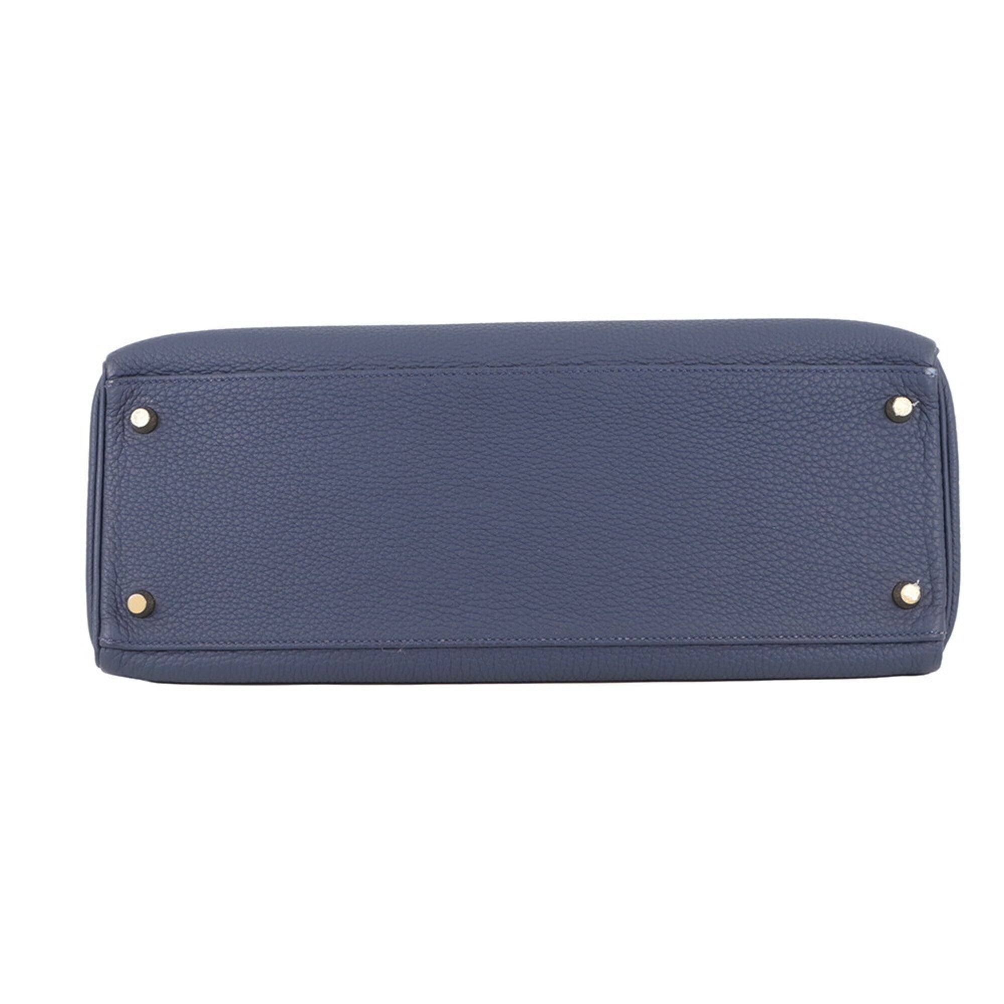 Hermes Blue Navy Togo Leather Handbag (Pre-Owned)