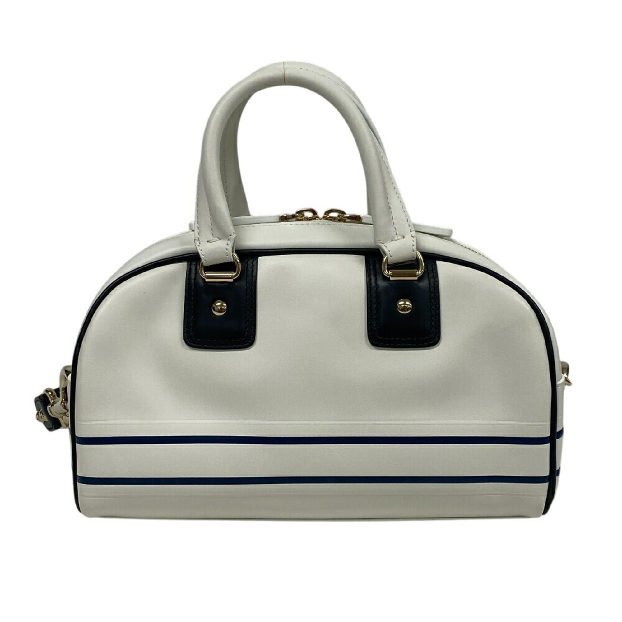 Christian Dior Navy White Leather Handbag (Pre-Owned)