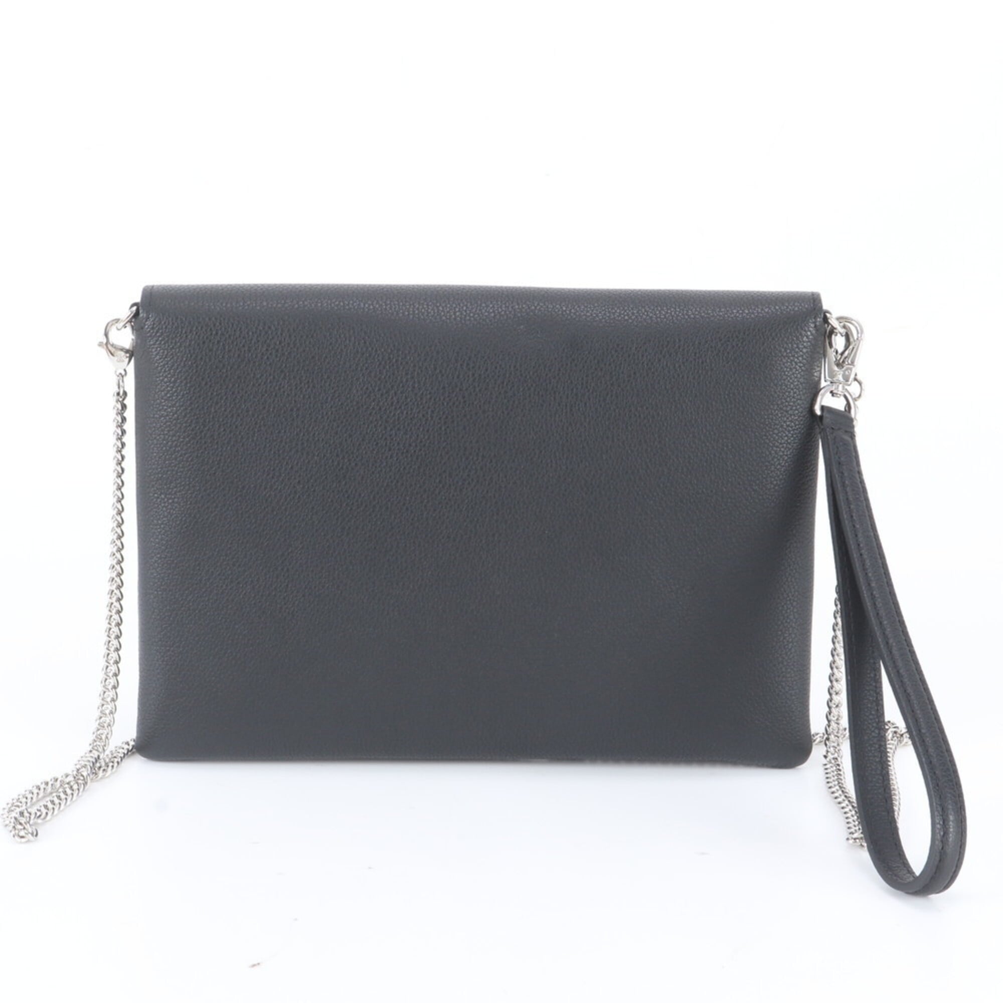 Louis Vuitton Noir Leather Clutch Bag Pochette Shoulder Bag (Pre-Owned)