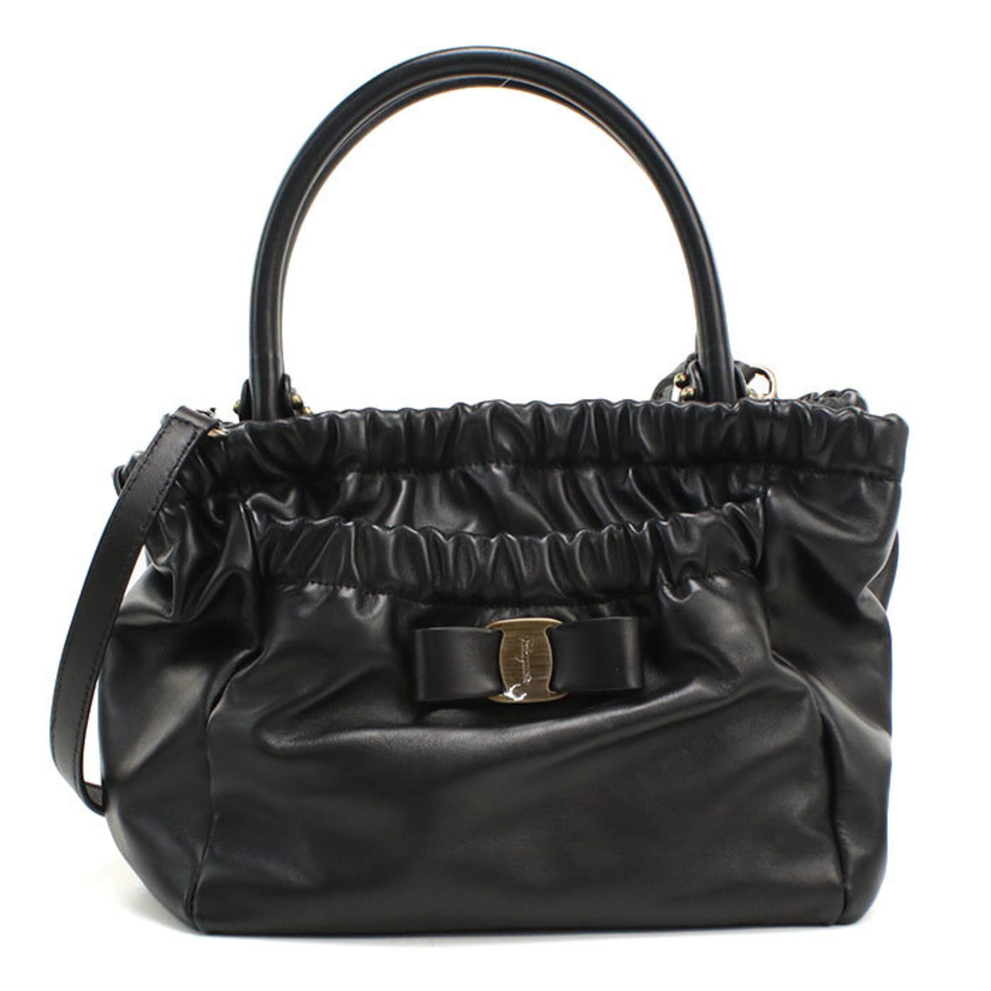 Salvatore Ferragamo Black Leather Handbag (Pre-Owned)