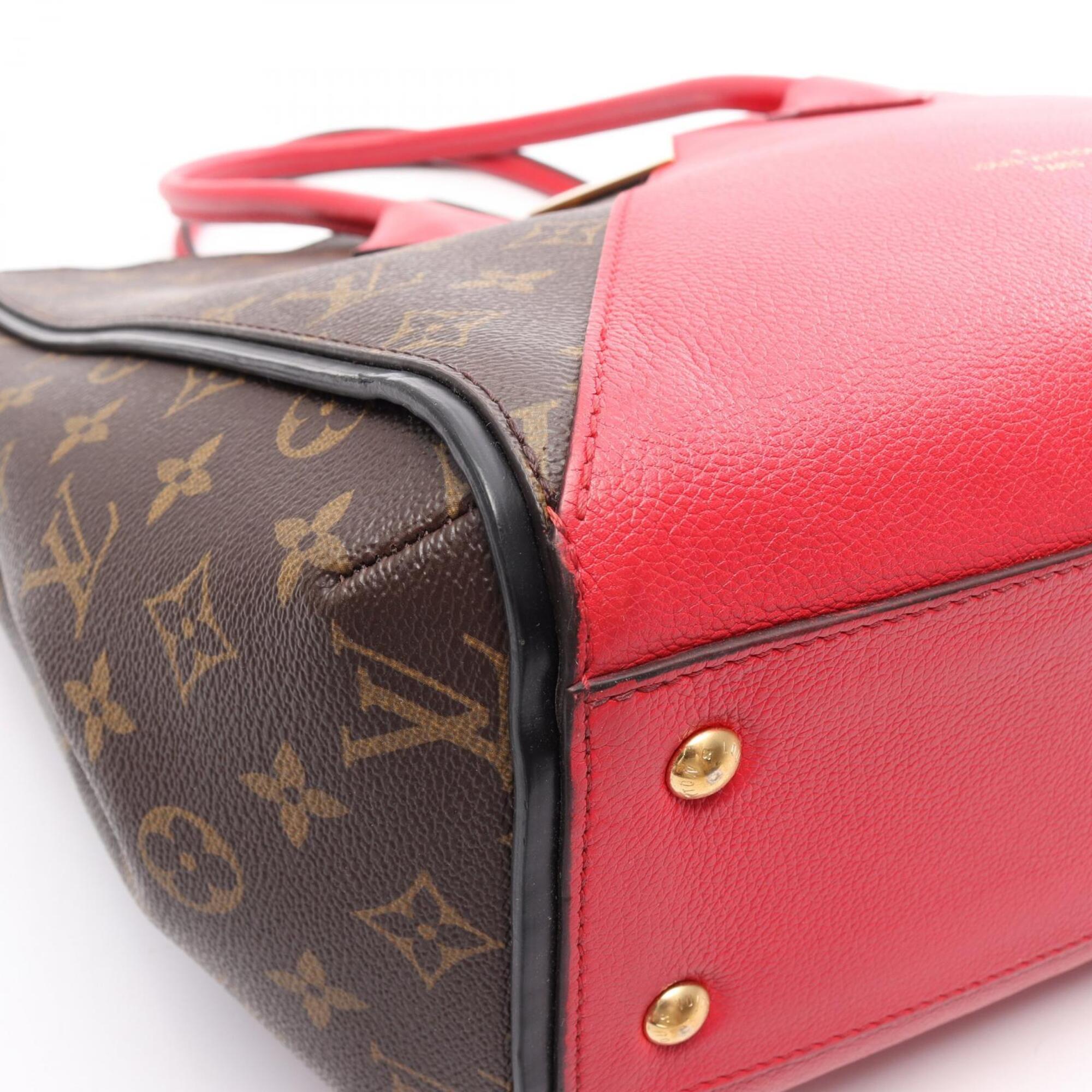 Louis Vuitton Brown Monogram Red Color Coated Canvas Leather Handbag Tote Bag (Pre-Owned)