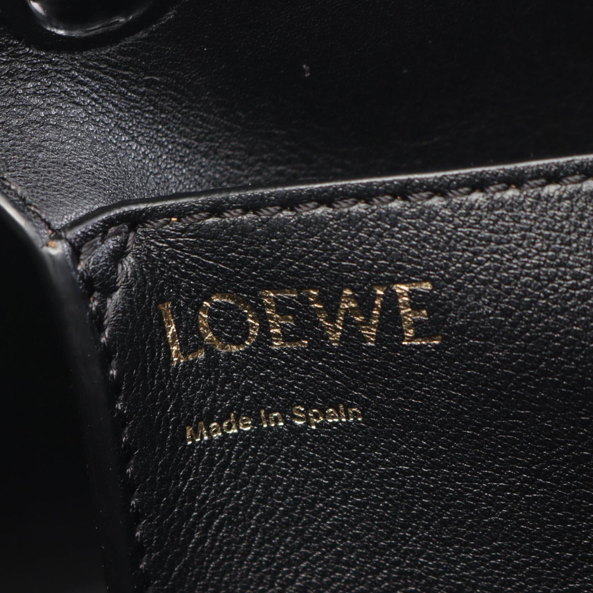 Loewe Beige Navy Canvas Leather Handbag Tote Bag (Pre-Owned)