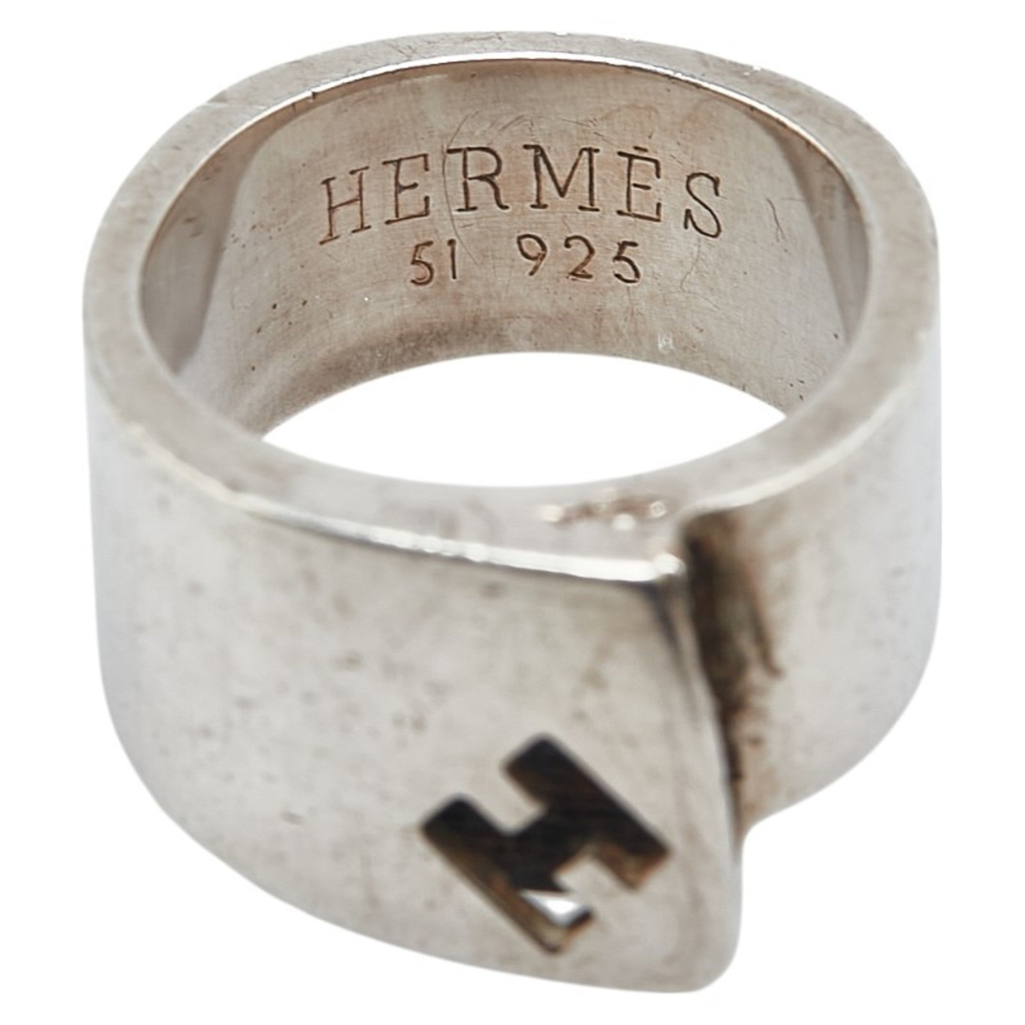 Hermes Silver 925 Band Ring (Pre-Owned)
