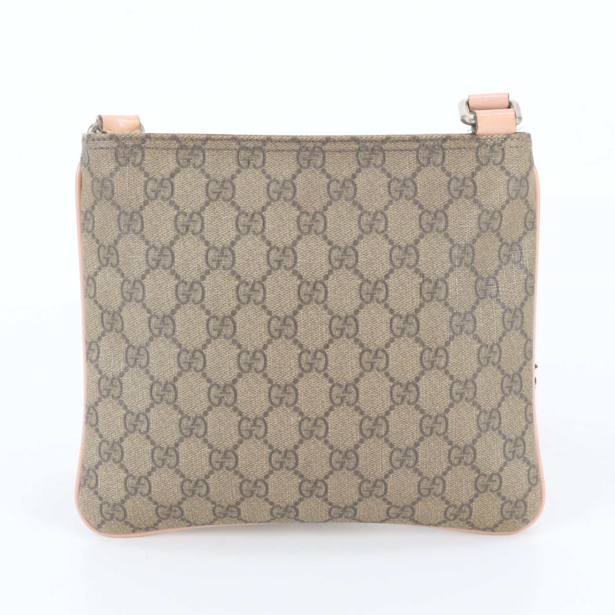 Gucci Beige Leather Coated Canvas Handbag Shoulder Bag Tote Bag (Pre-Owned)