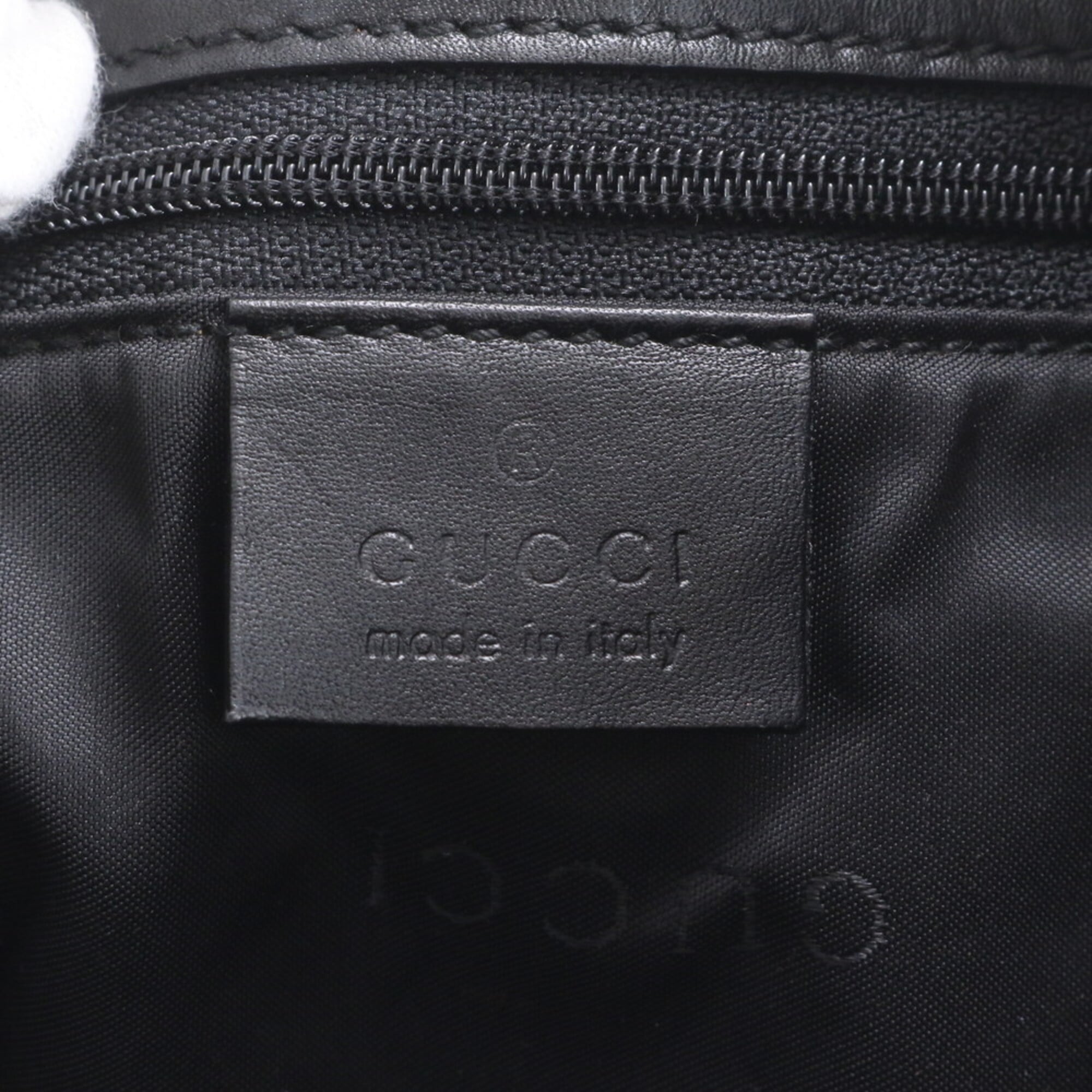 Gucci Black Leather Canvas Handbag Tote Bag (Pre-Owned)