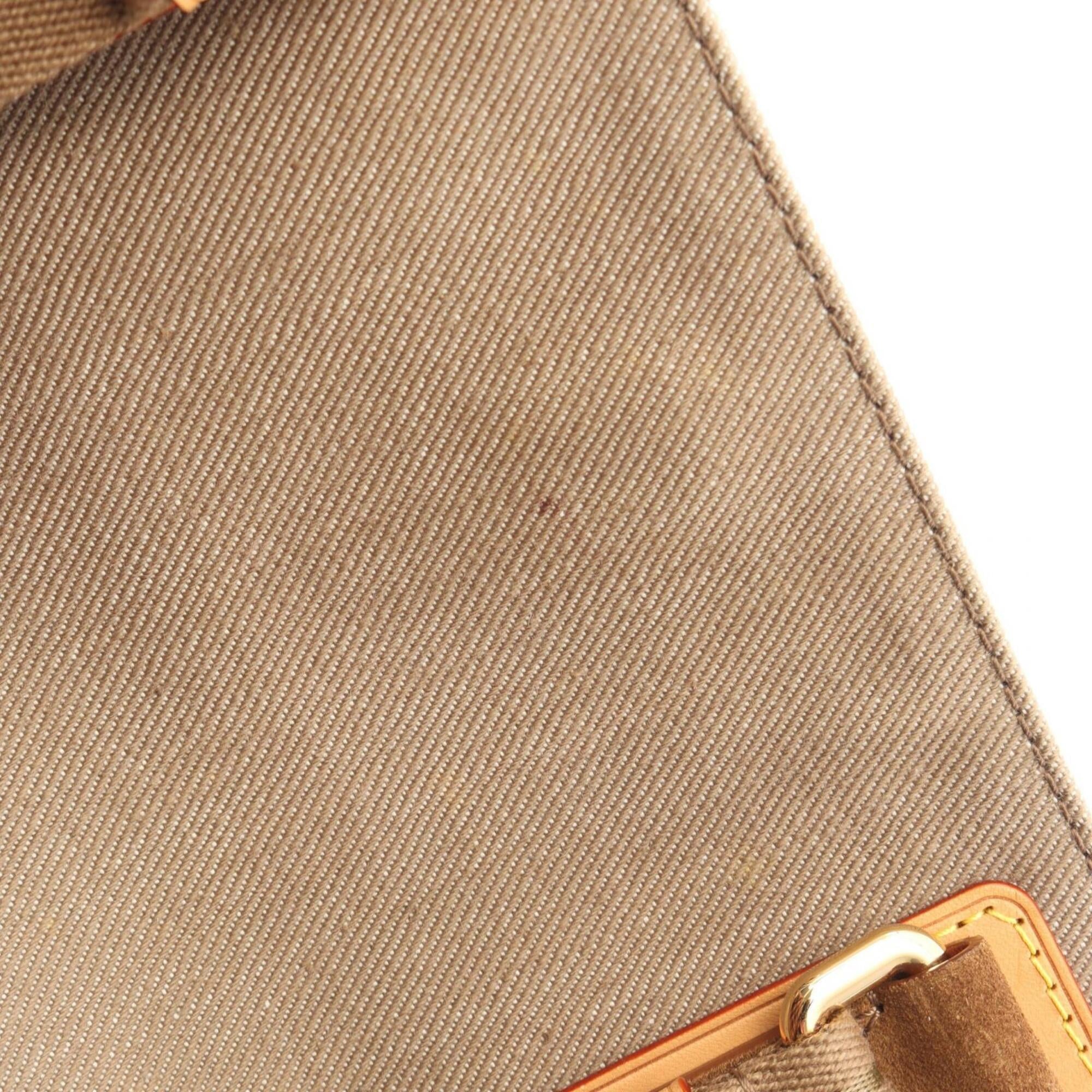 Louis Vuitton Beige Brown Canvas Suede Leather Handbag Tote Bag (Pre-Owned)