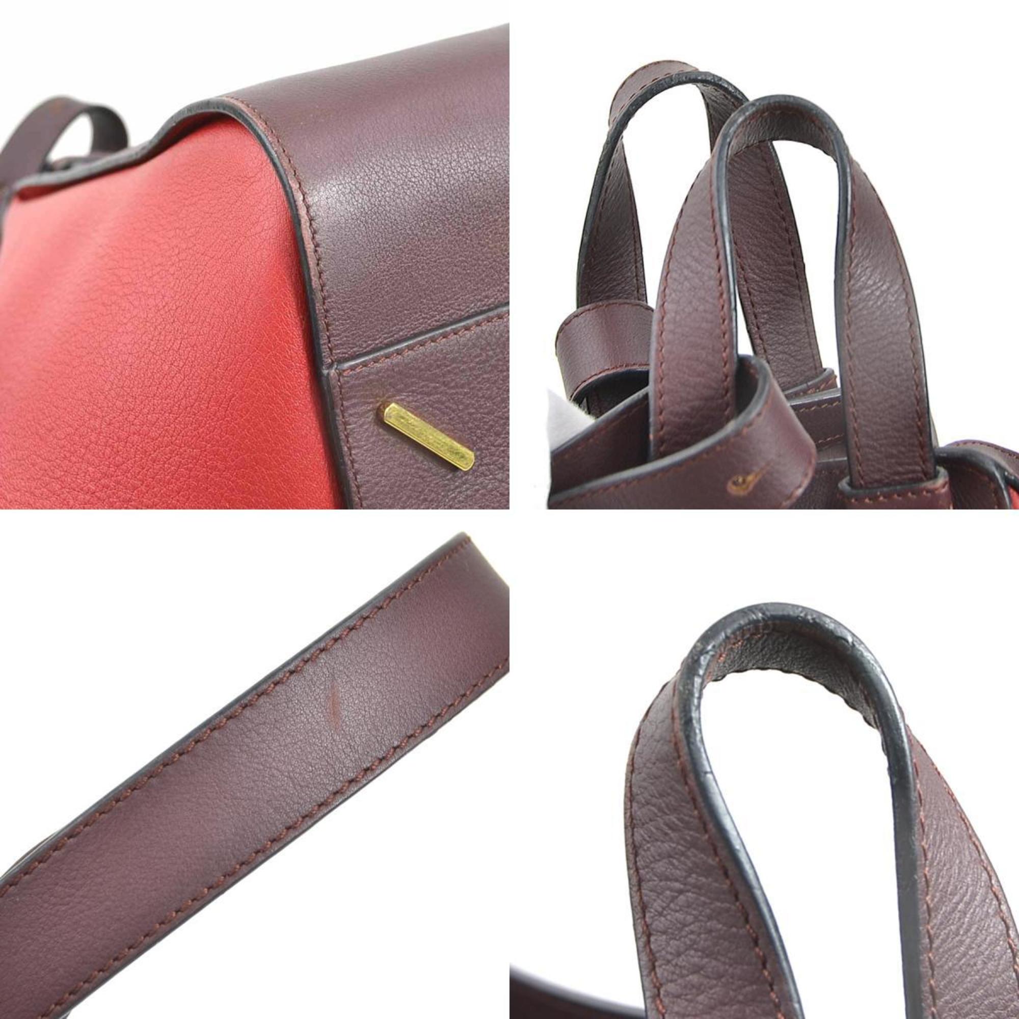 Loewe Burgundy Red Color Leather Handbag Shoulder Bag (Pre-Owned)