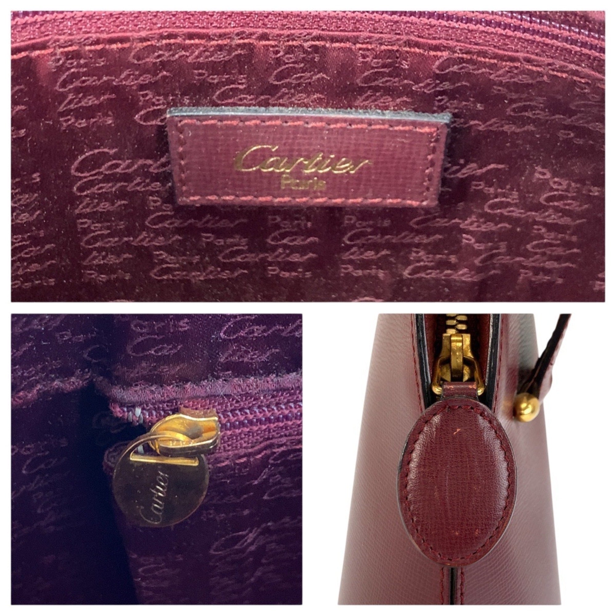 Cartier Bordeaux Leather Shoulder Bag (Pre-Owned)