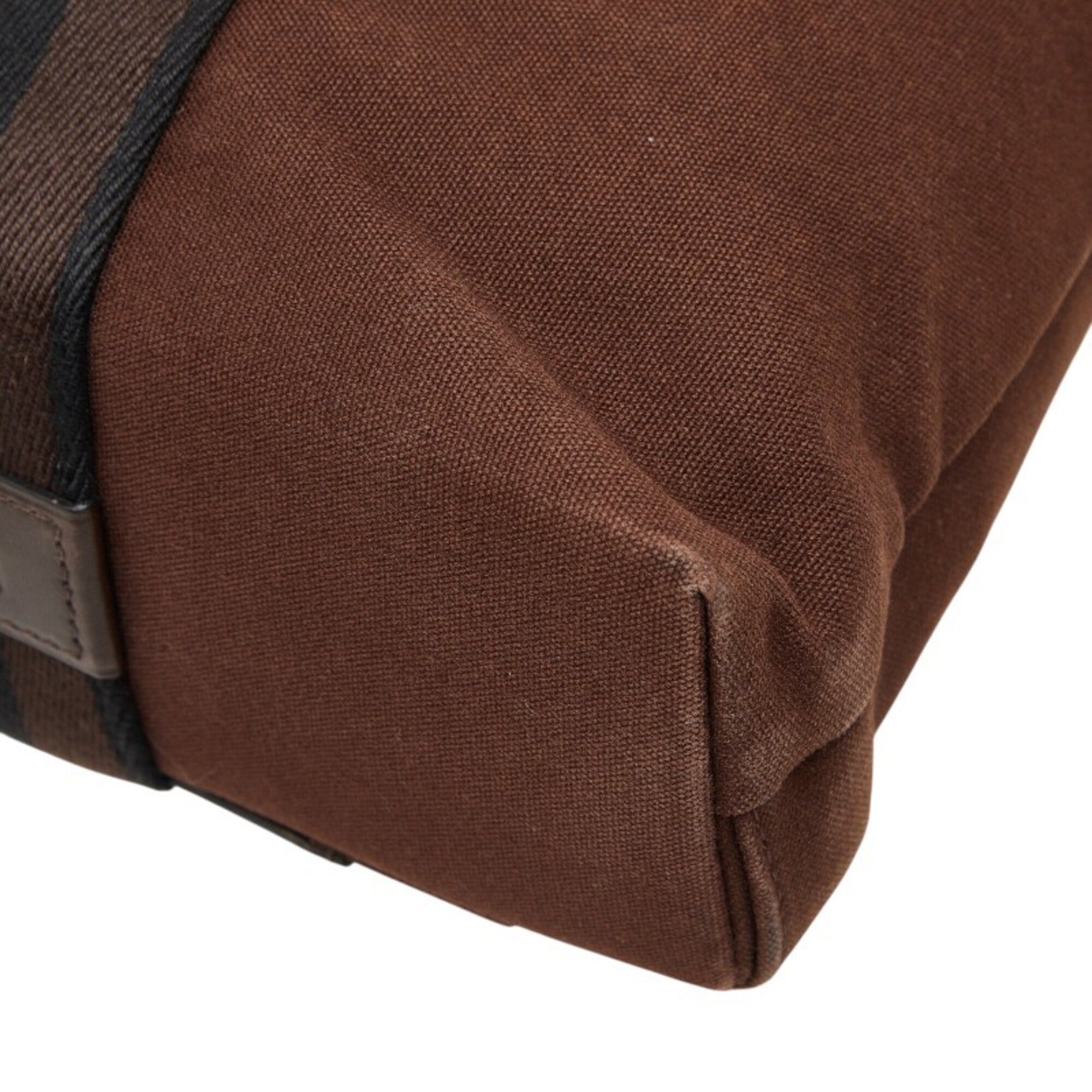 Hermes Brown Canvas Handbag Tote Bag (Pre-Owned)