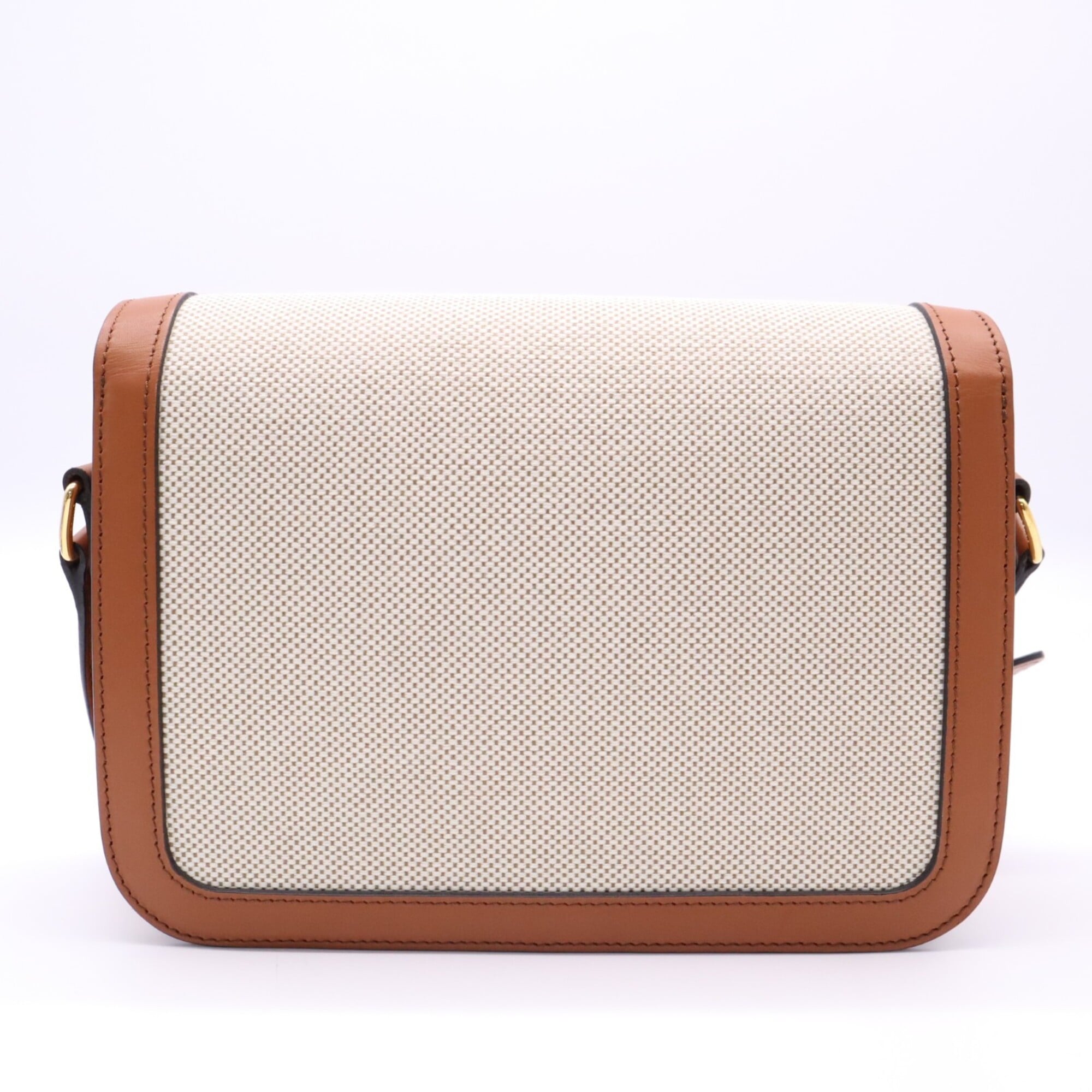 Celine Beige Brown Canvas Leather Shoulder Bag (Pre-Owned)