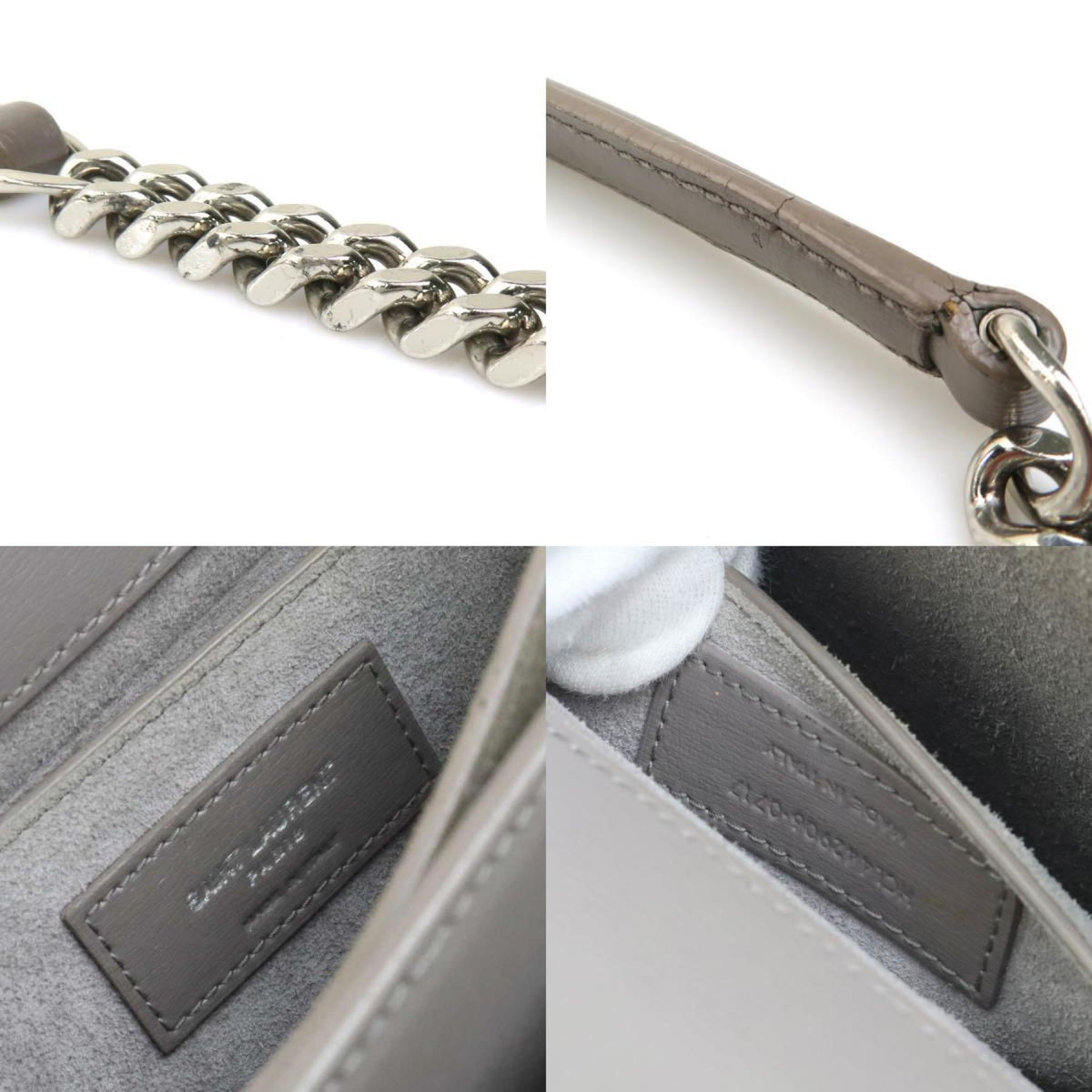 Saint Laurent Gray Silver Leather Metal Shoulder Bag (Pre-Owned)
