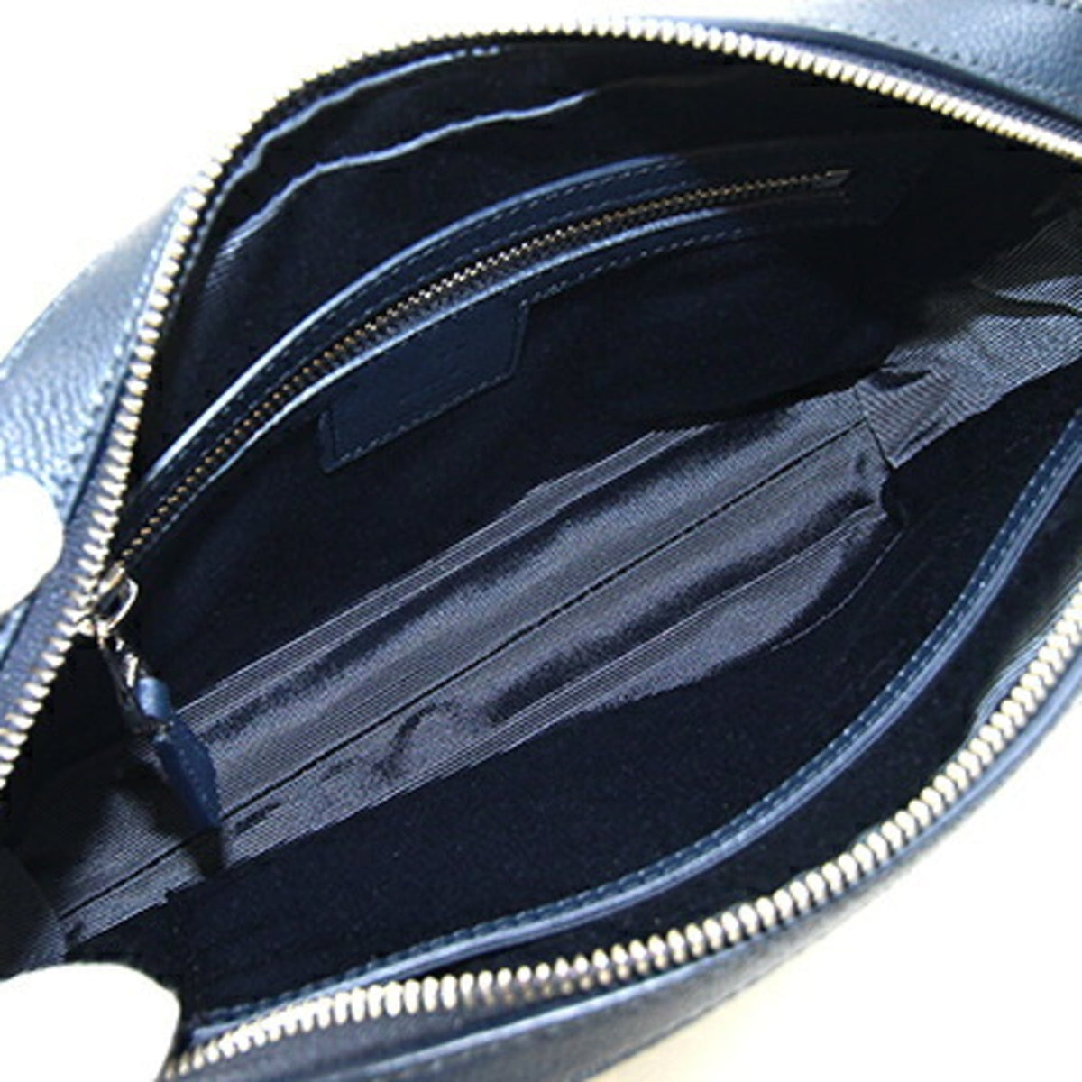 Dunhill Navy Leather Canvas Pochette Shoulder Bag (Pre-Owned)