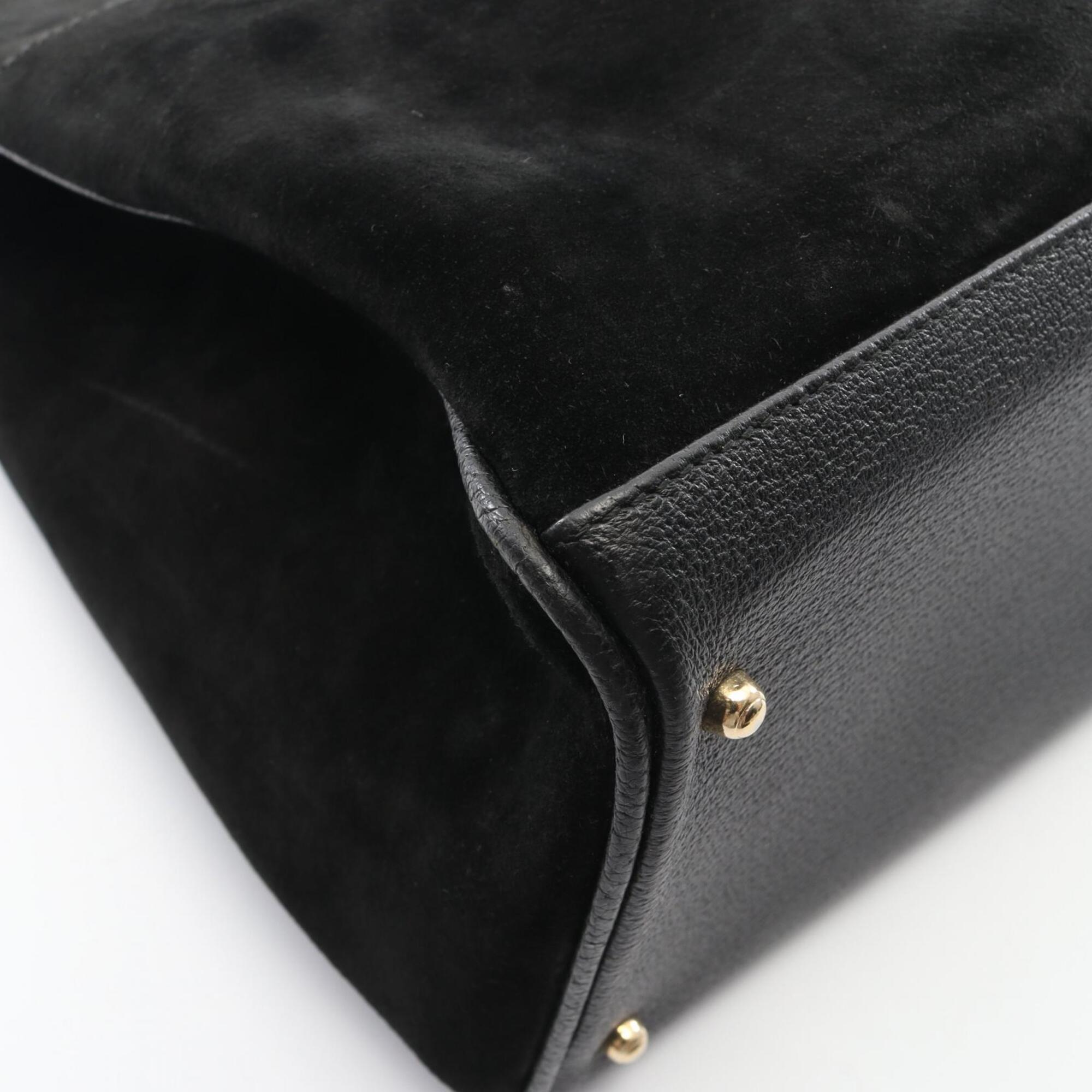 Gucci Black Leather Suede Handbag (Pre-Owned)