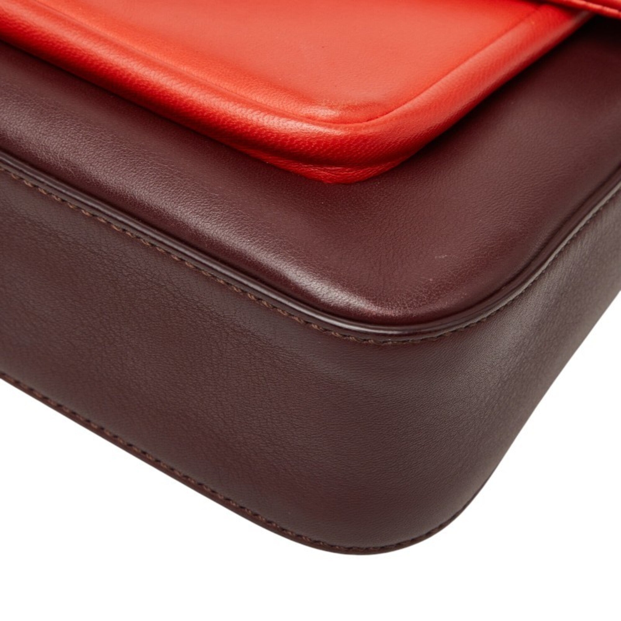 Fendi Bordeaux Red Color Leather Shoulder Bag (Pre-Owned)