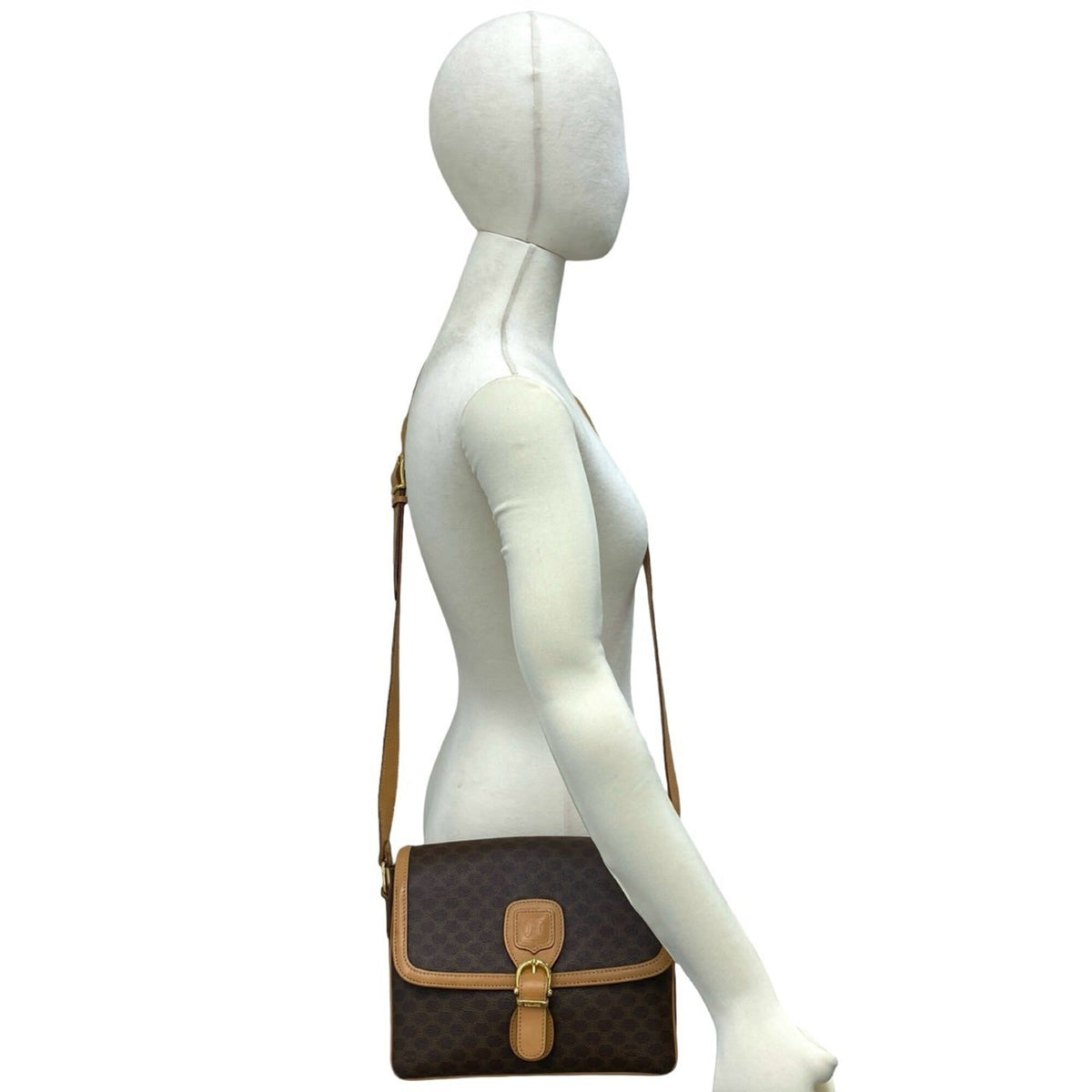 Celine Brown Leather Pvc Crossbody Bag Pochette Shoulder Bag (Pre-Owned)