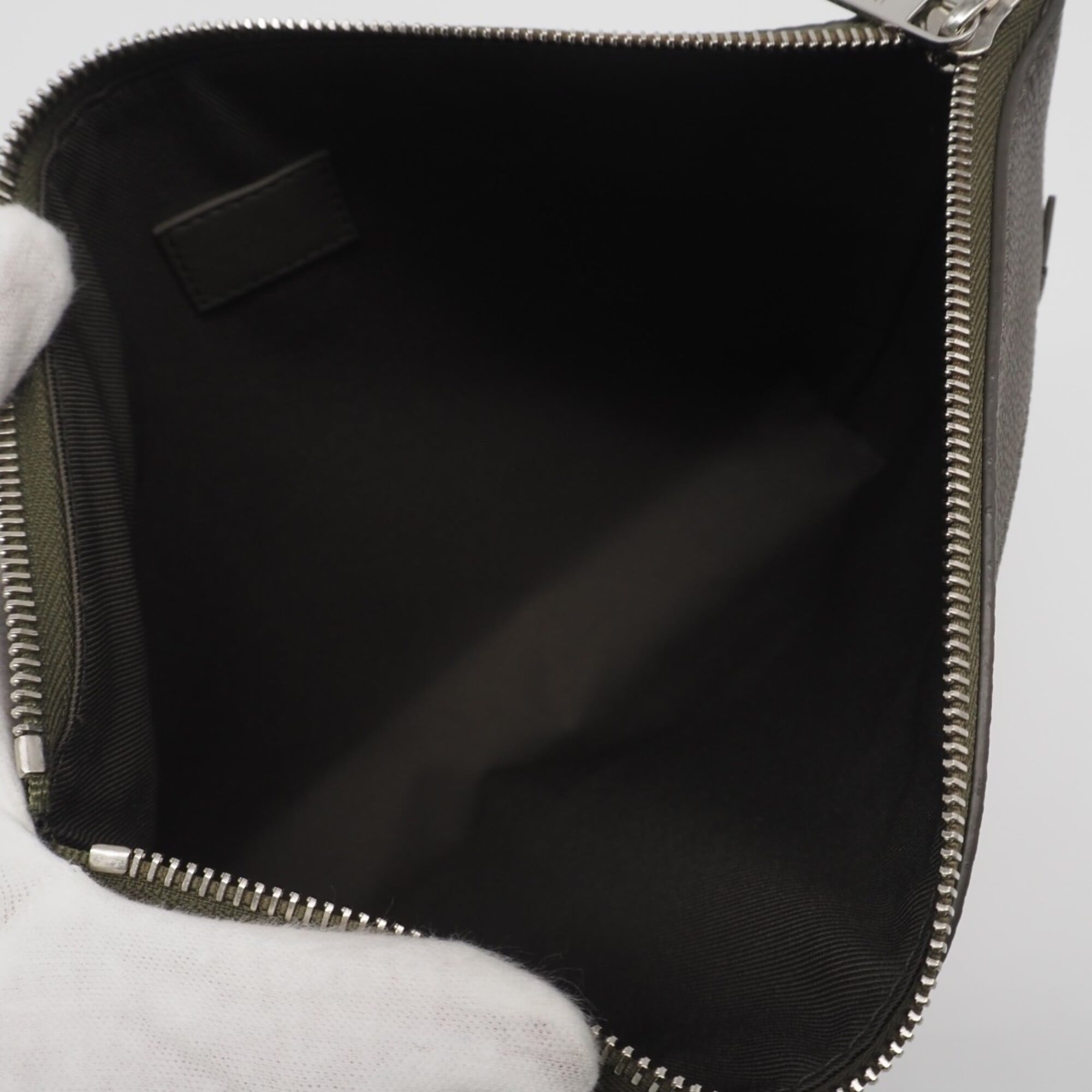 Louis Vuitton Khaki Leather Clutch Bag Pouch (Pre-Owned)