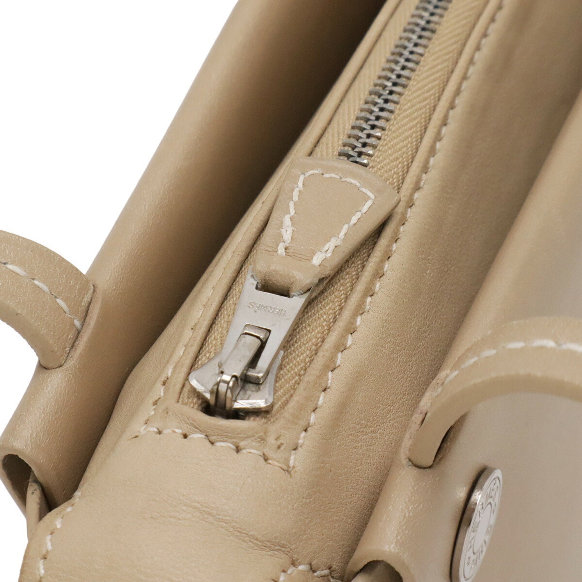 Hermes Beige Leather Shoulder Bag Tote Bag (Pre-Owned)