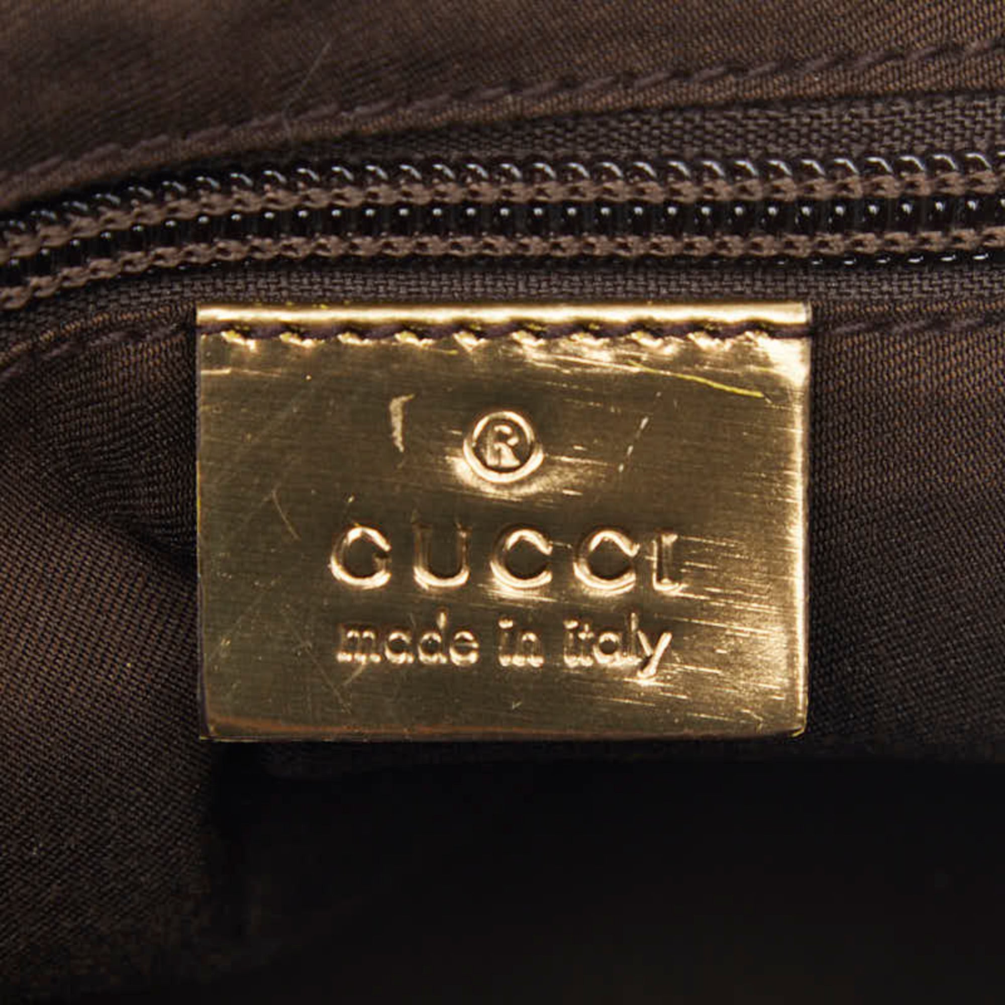 Gucci Beige Gold Canvas Leather Handbag (Pre-Owned)