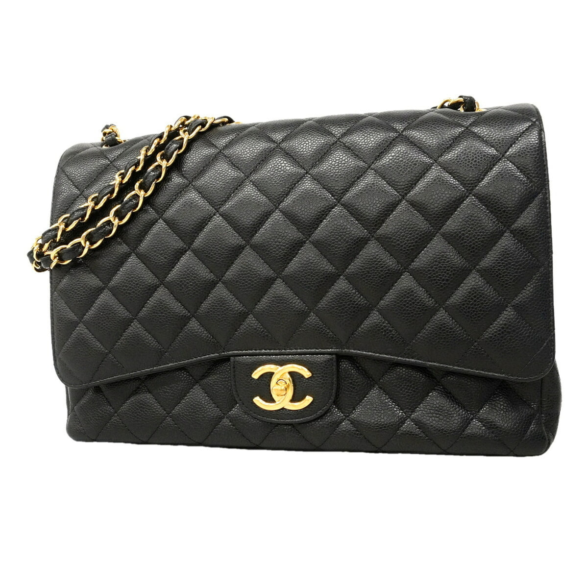 Chanel Black Grained Calfskin Shoulder Bag (Pre-Owned)