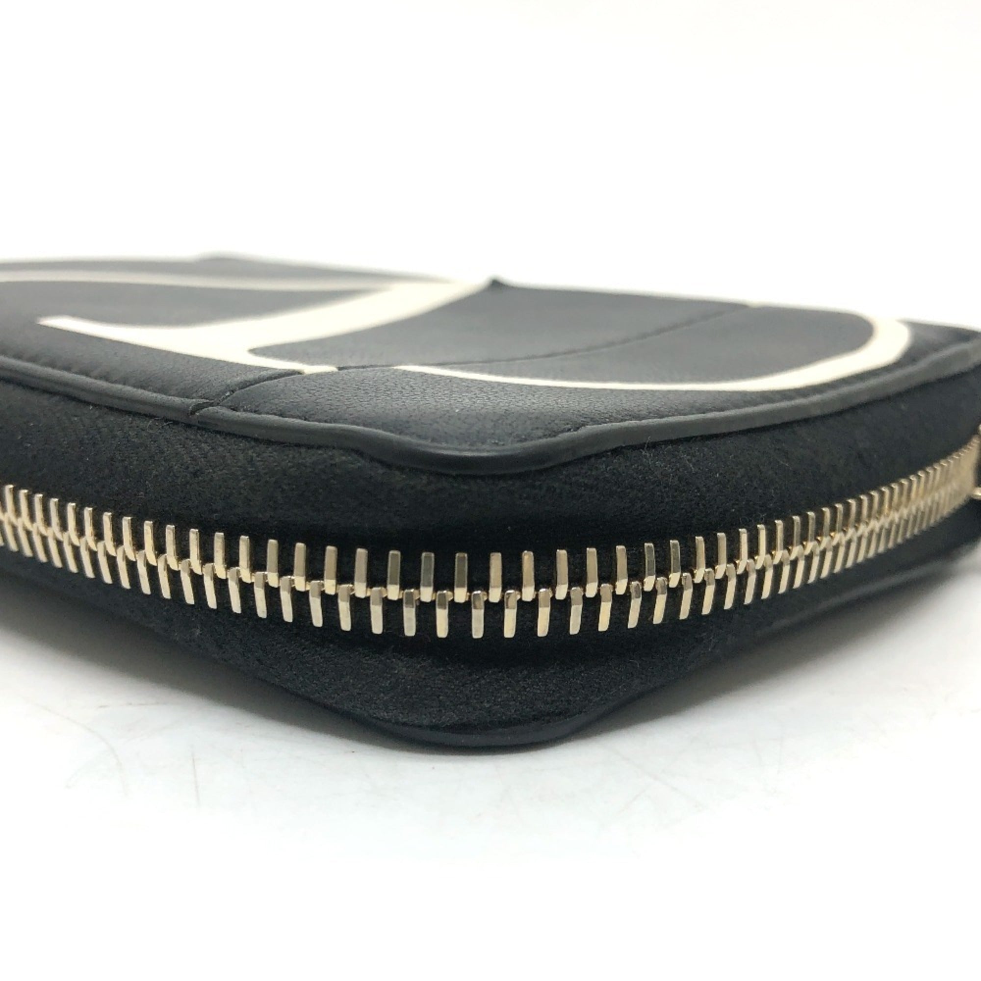 Valentino Black White Leather Wallet (Bi-Fold) (Pre-Owned)