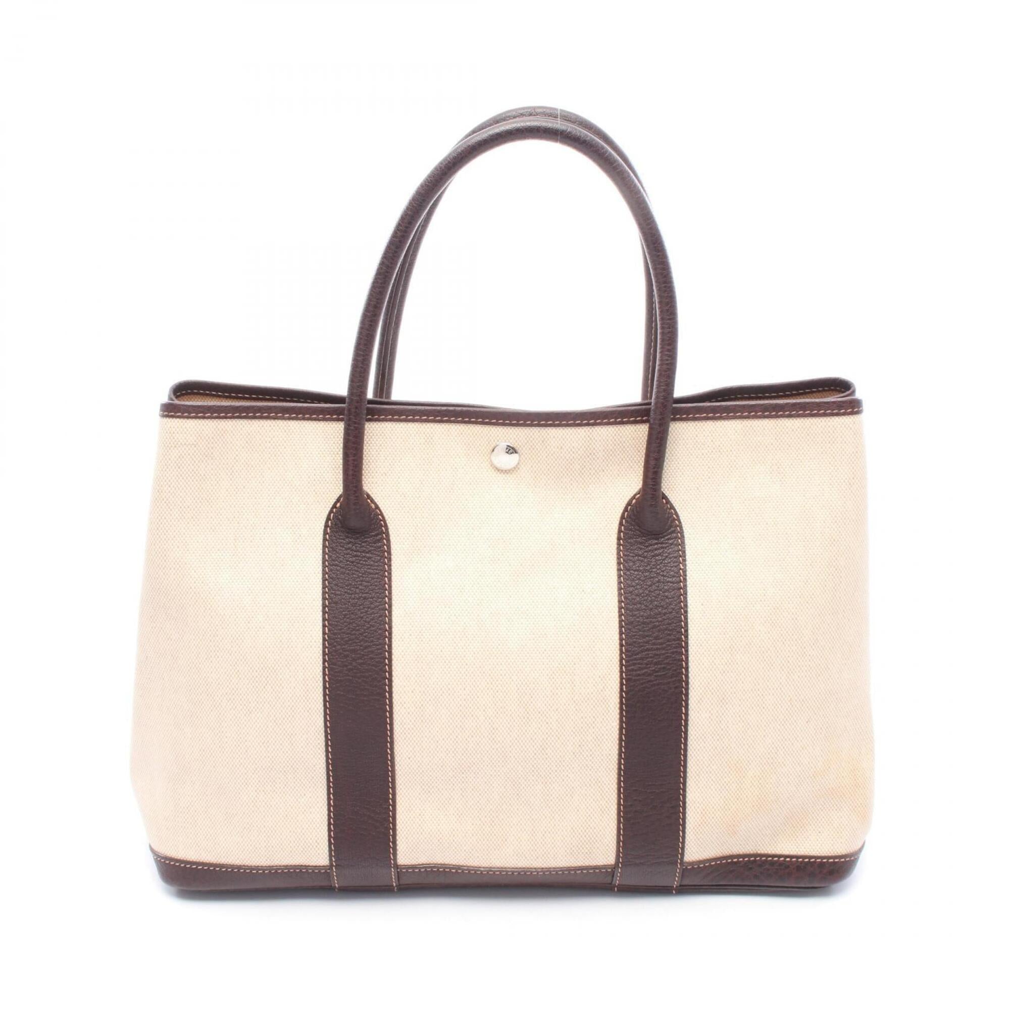 Hermes Beige Brown Toile H Leather Canvas Handbag Tote Bag (Pre-Owned)