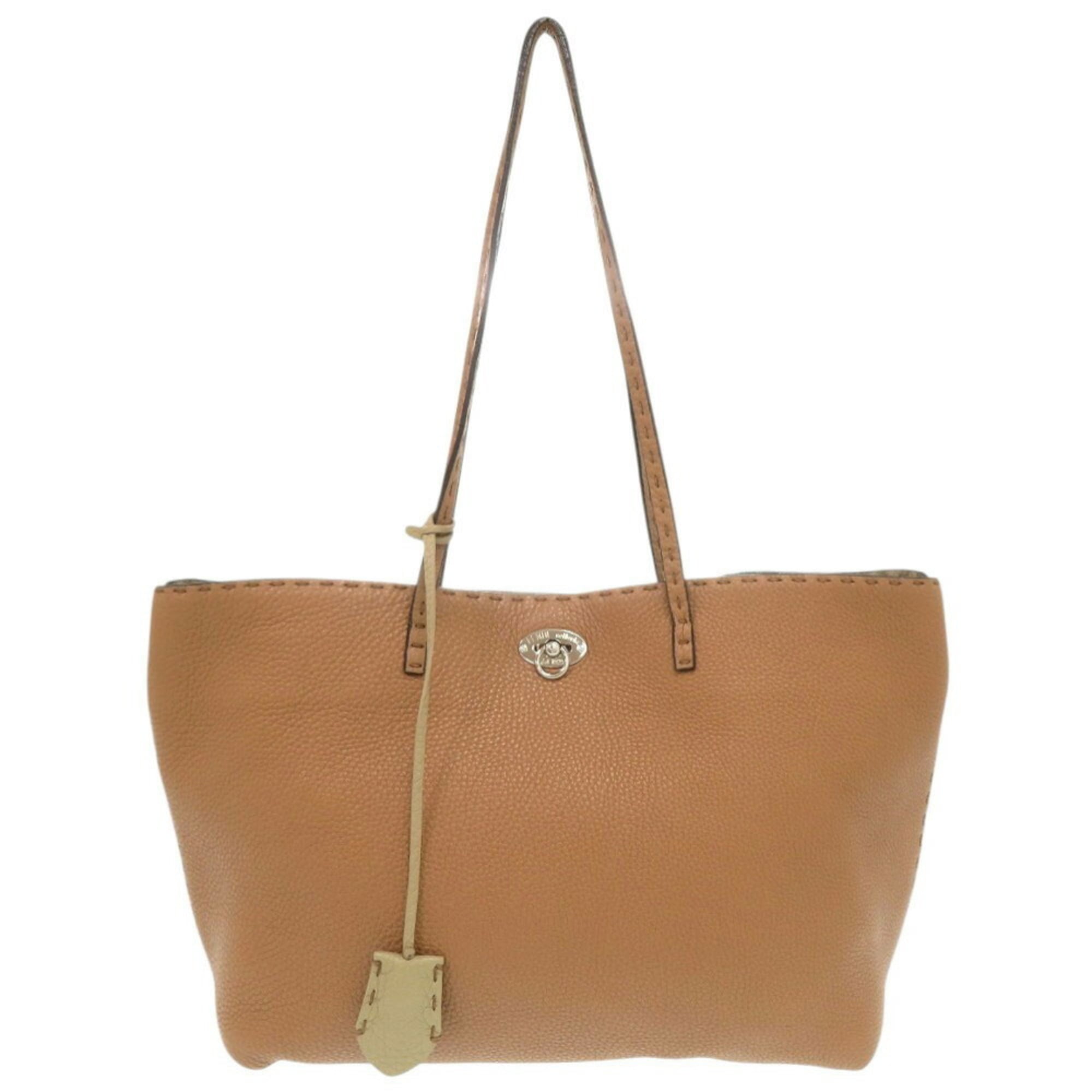 Fendi Selleria Brown Leather Handbag Tote Bag (Pre-Owned)