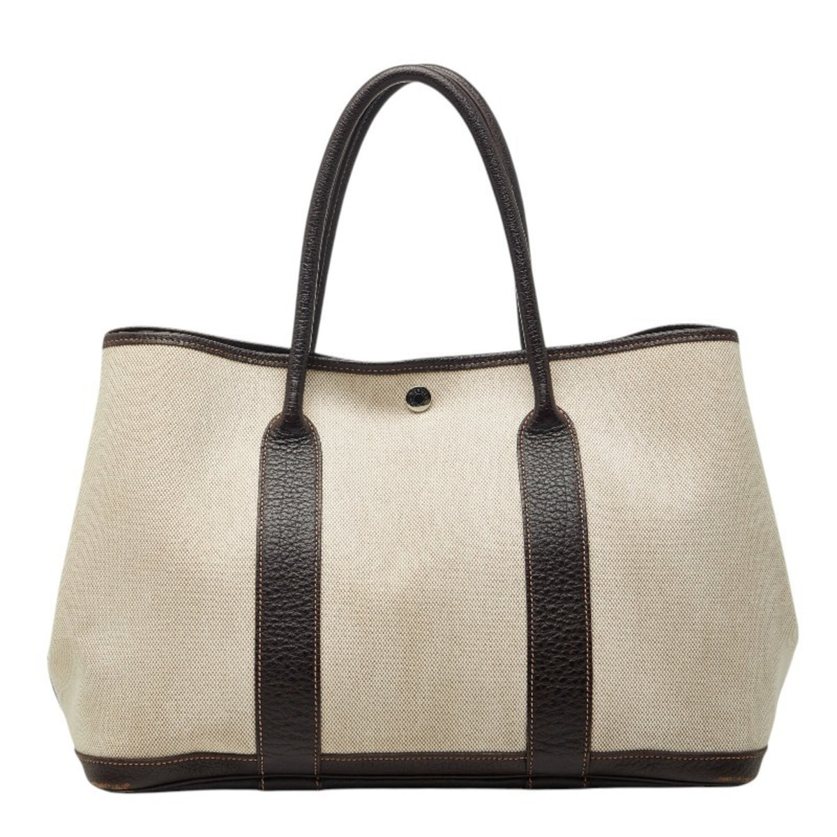 Hermes Brown Marron Toile H Canvas Leather Tote Bag (Pre-Owned)