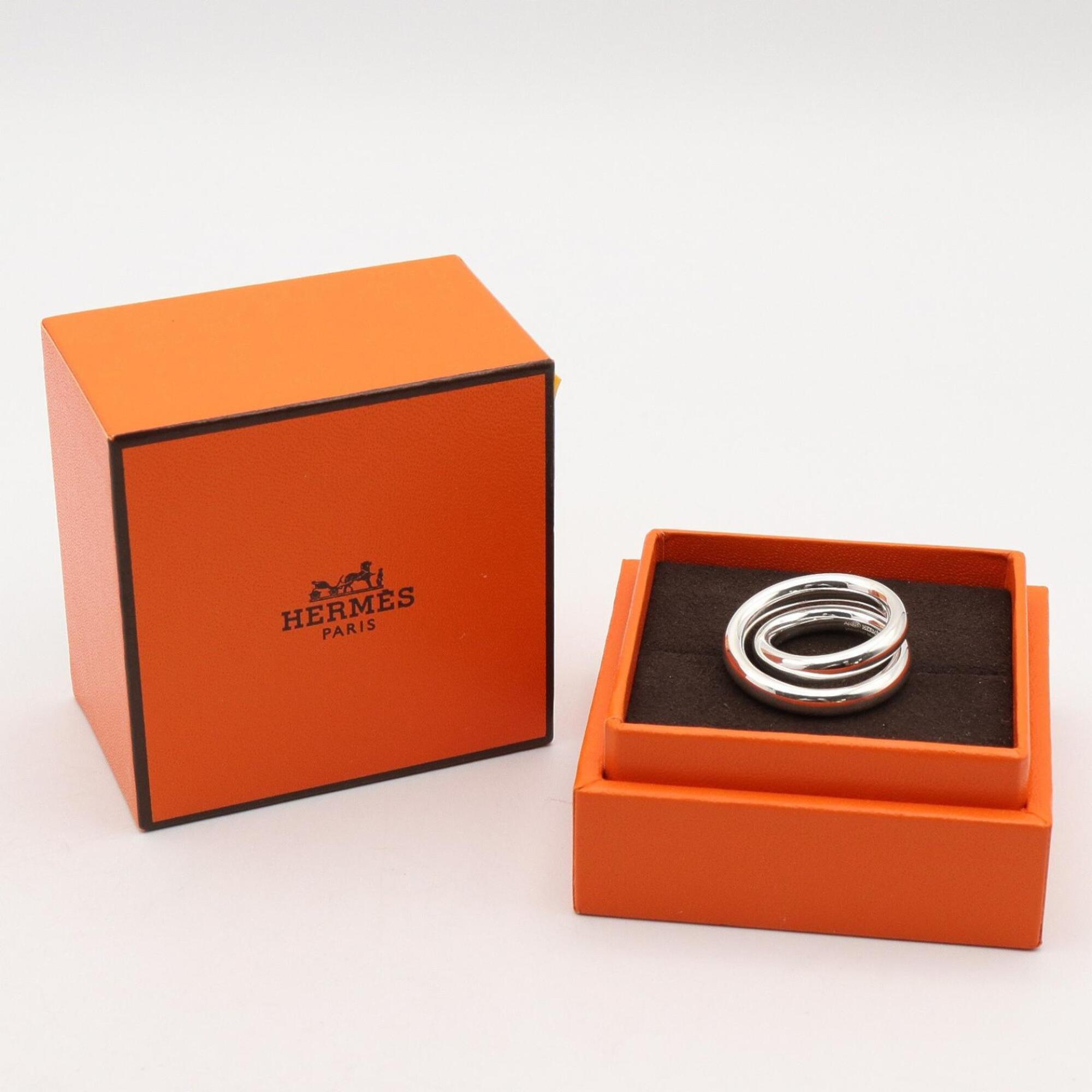Hermes Silver Silver 925 Band Ring (Pre-Owned)