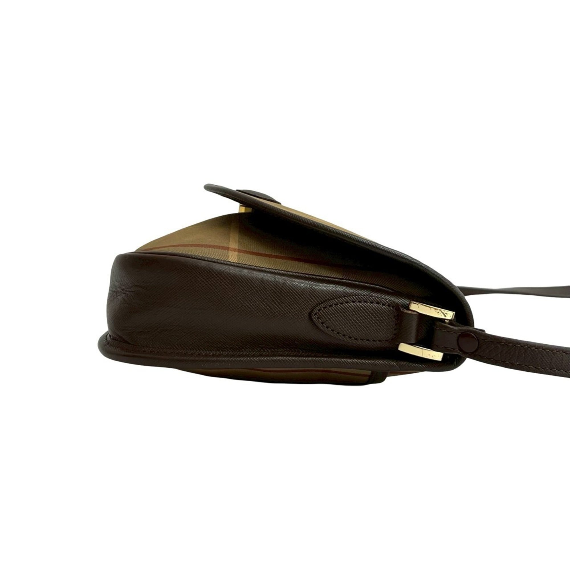Burberry Brown Khaki Canvas Leather Shoulder Bag (Pre-Owned)