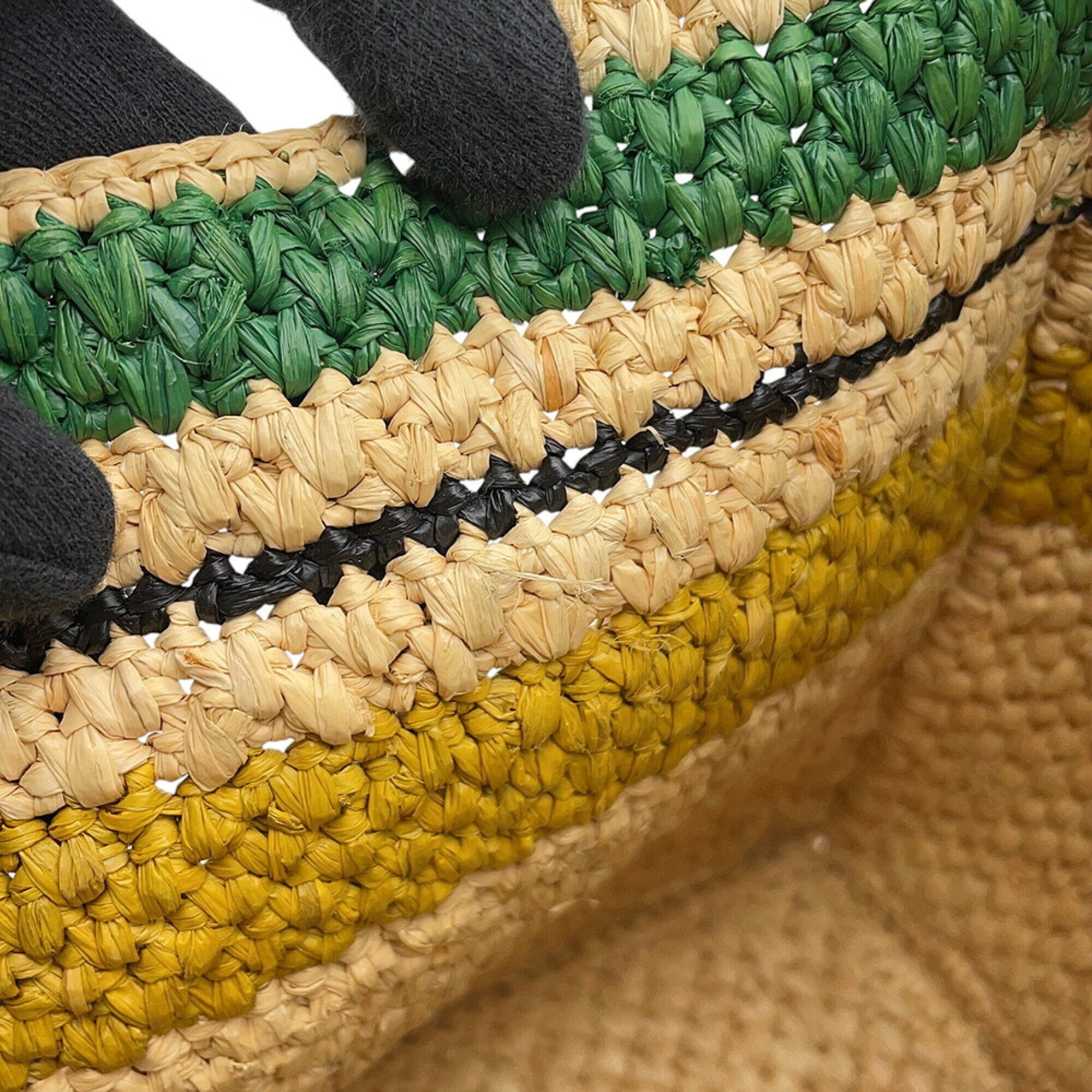 Loewe Beige Multi-Color Raffia Leather Handbag Shoulder Bag Tote Bag (Pre-Owned)