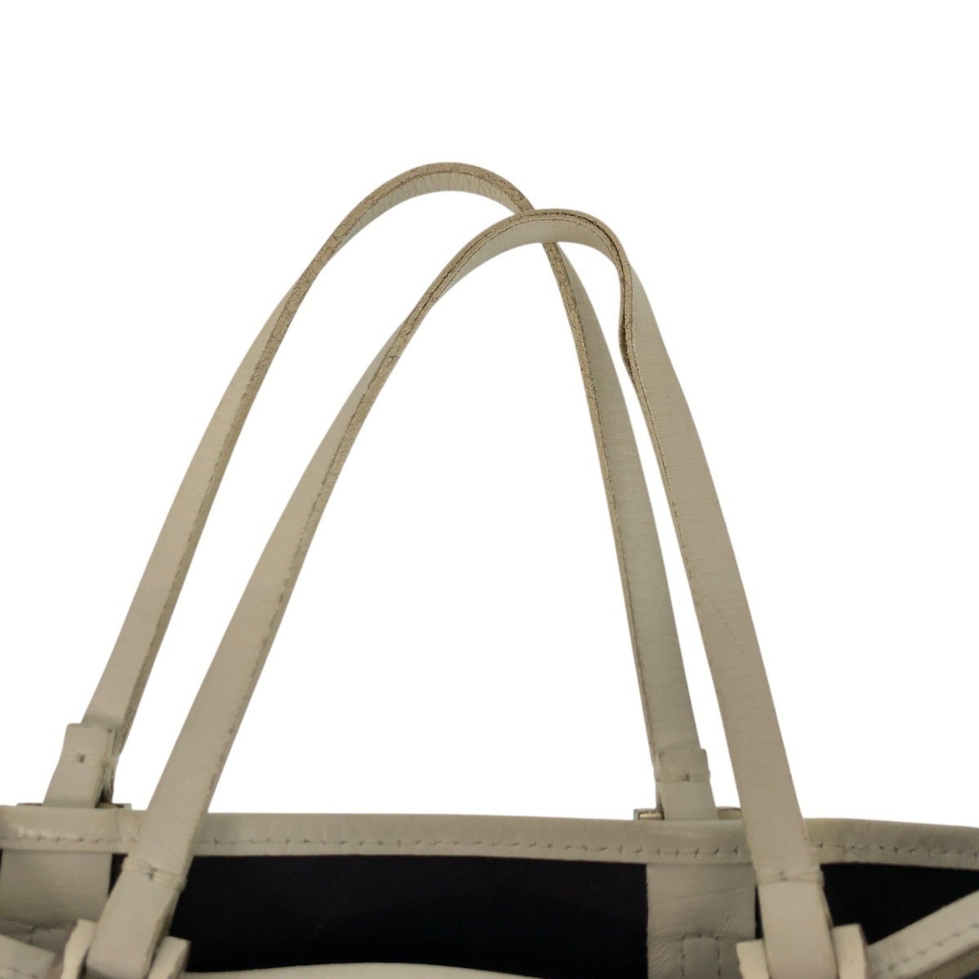 Fendi Gray White Canvas Leather Handbag Tote Bag (Pre-Owned)