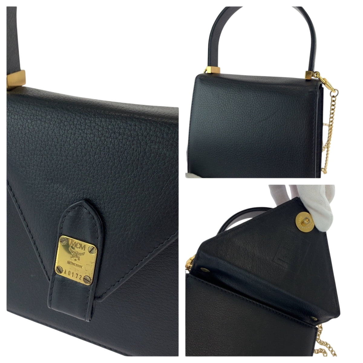 Mcm Black Leather Handbag Shoulder Bag (Pre-Owned)