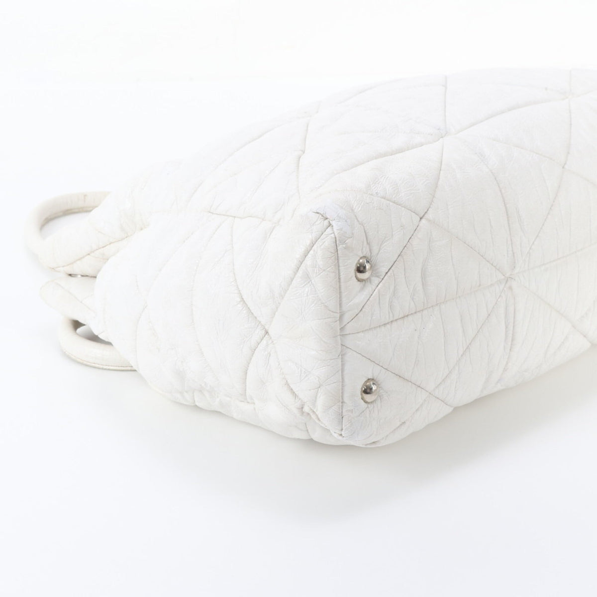 Miu Miu White Leather Handbag Shoulder Bag Tote Bag (Pre-Owned)