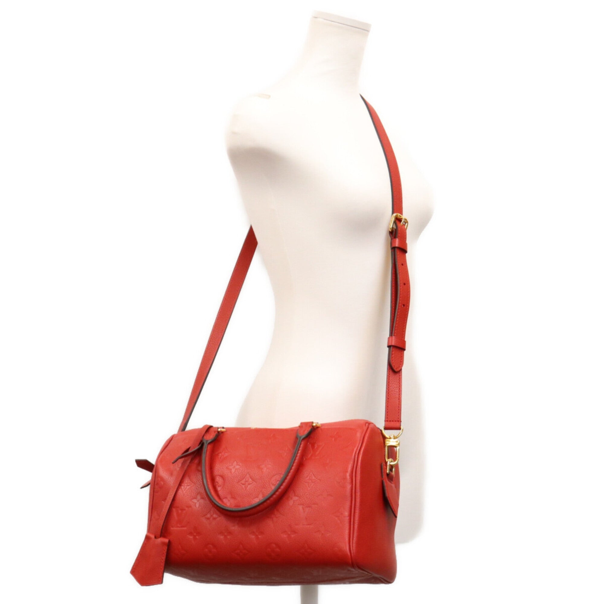 Louis Vuitton Red Color Monogram Empreinte Boston Bag Shoulder Bag (Pre-Owned)