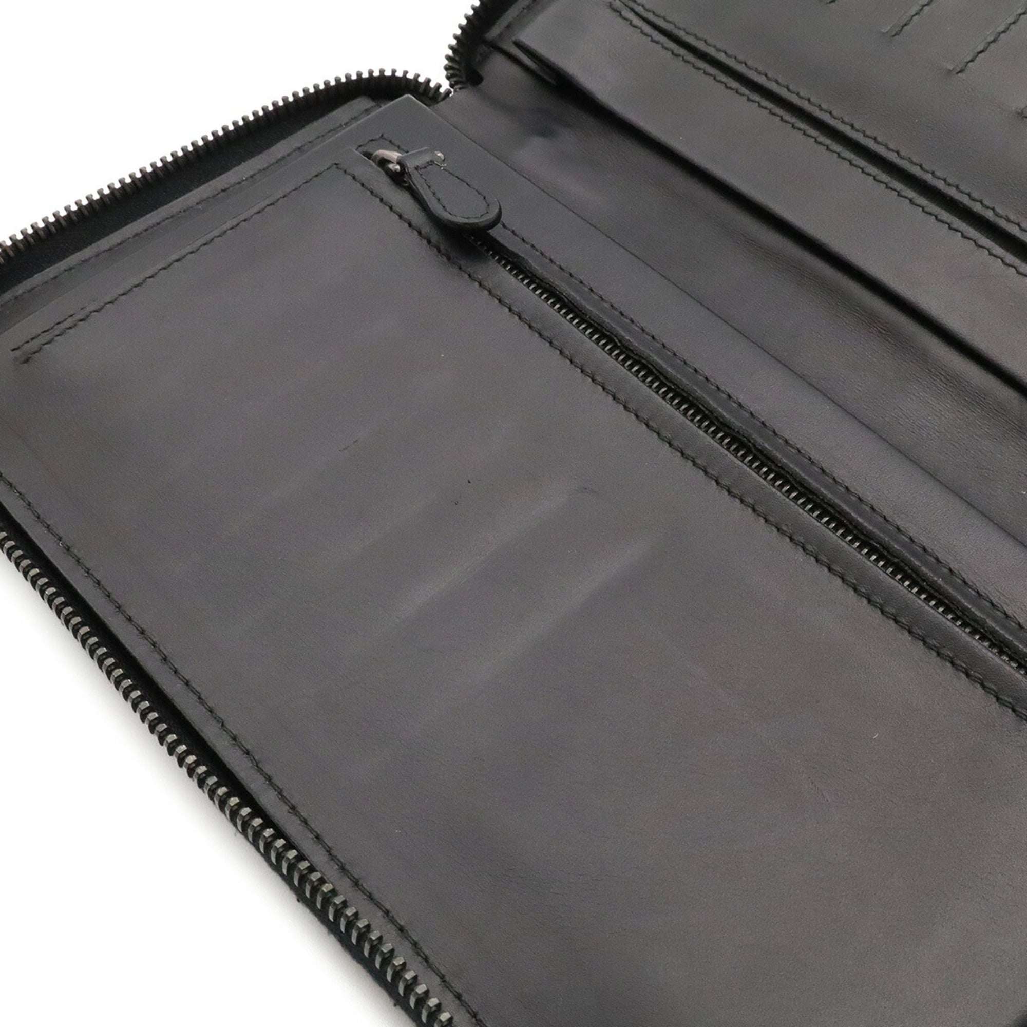 Bottega Veneta Black Leather Long Wallet (Bi-Fold) (Pre-Owned)